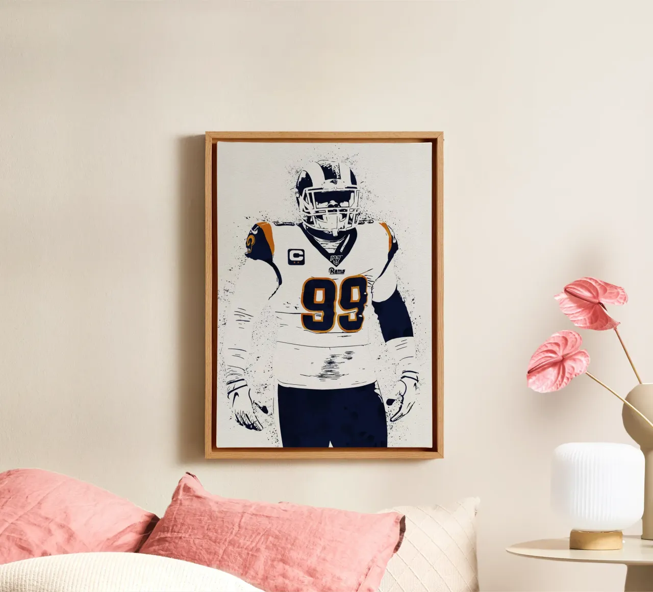 Aaron Donald los angeles rams tela con Cornice a cassetta da tenten