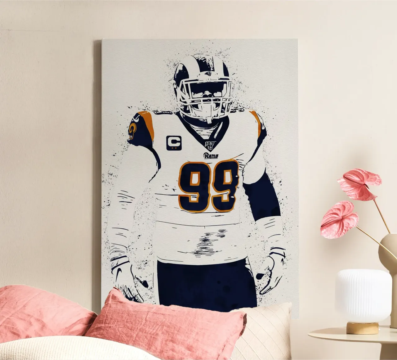 Aaron Donald los angeles rams tela con Cornice a cassetta da tenten