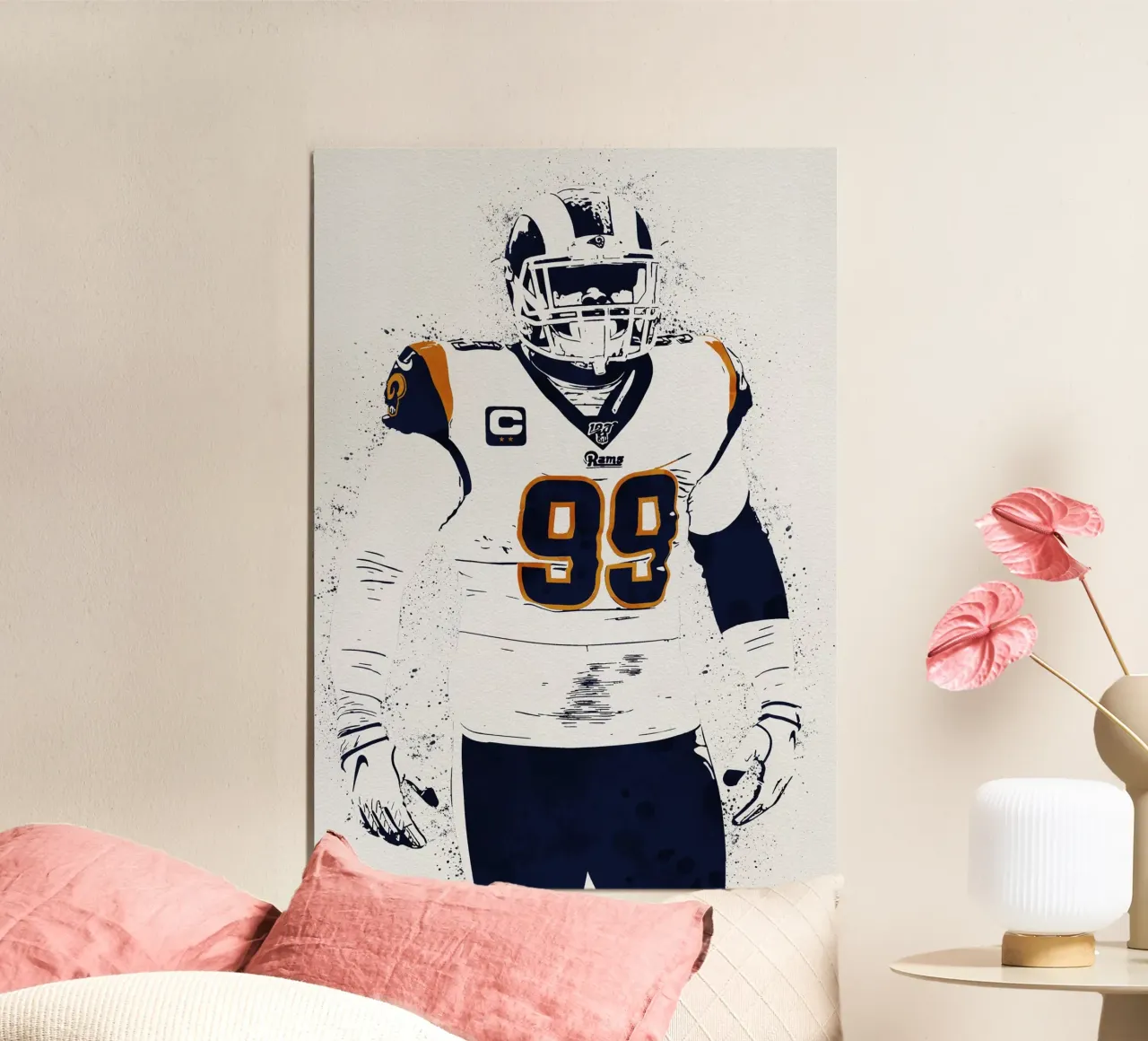 Aaron Donald los angeles rams poster con telaio in alluminio da tenten