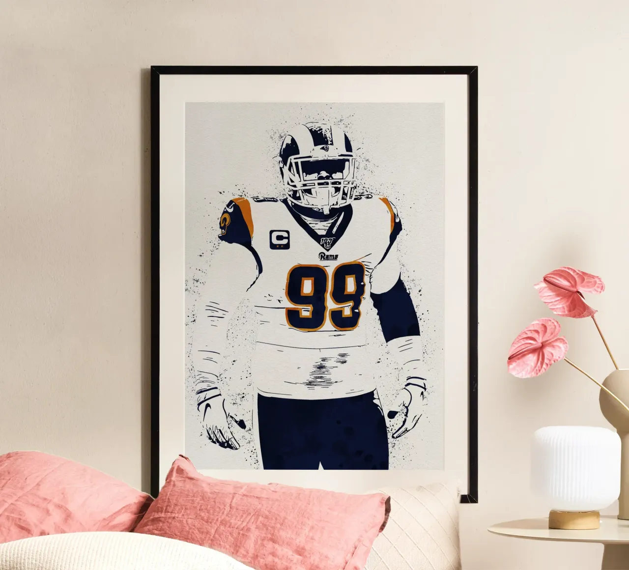 Aaron Donald los angeles rams poster con telaio in alluminio da tenten