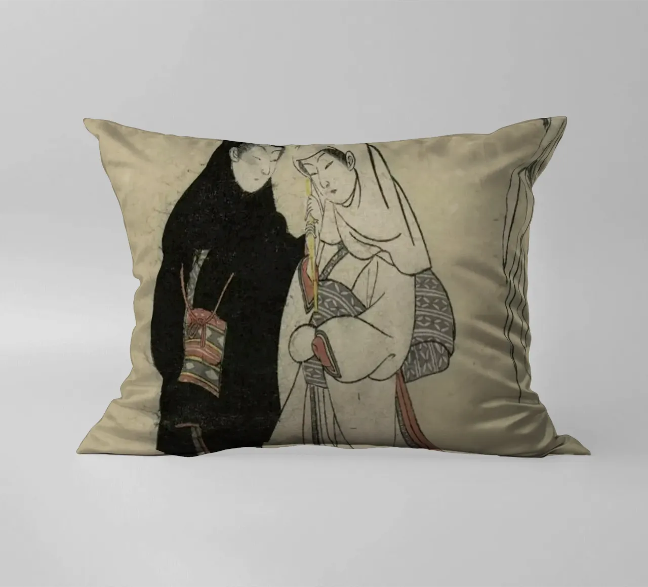 Harunobu - Lovers Under an Umbrella in the Snow cuscino da ARTOTHEK