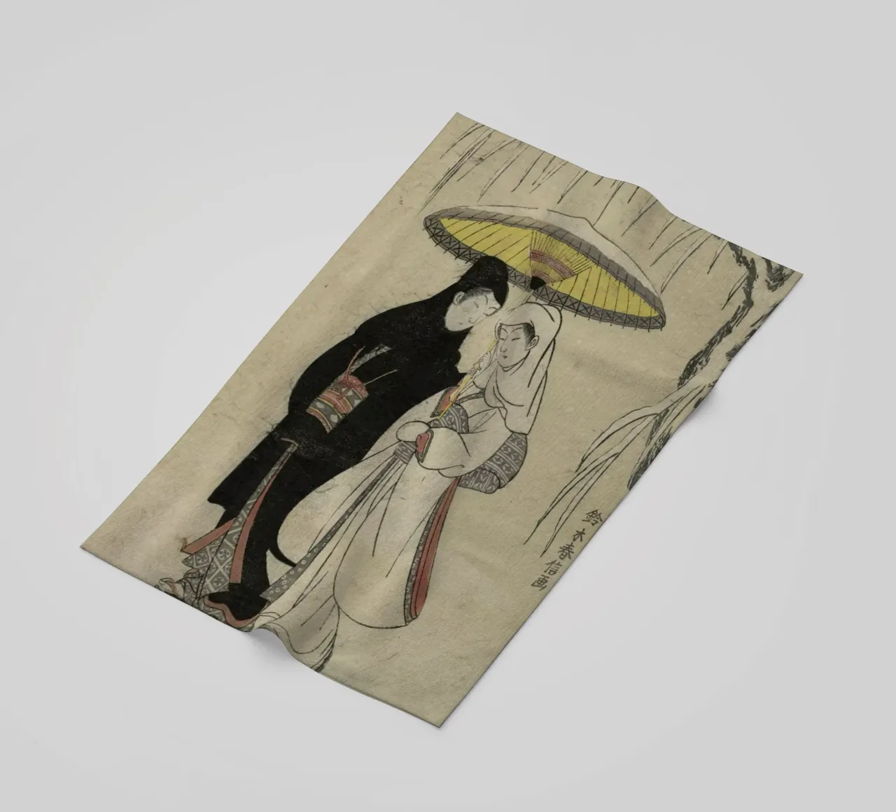 Harunobu - Lovers Under an Umbrella in the Snow telo mare da ARTOTHEK