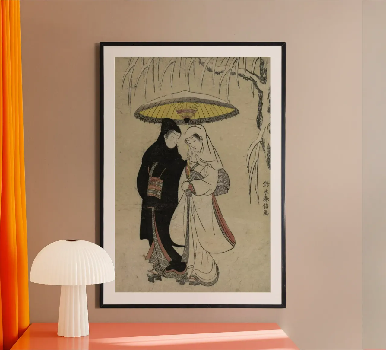 Harunobu - Lovers Under an Umbrella in the Snow poster da ARTOTHEK