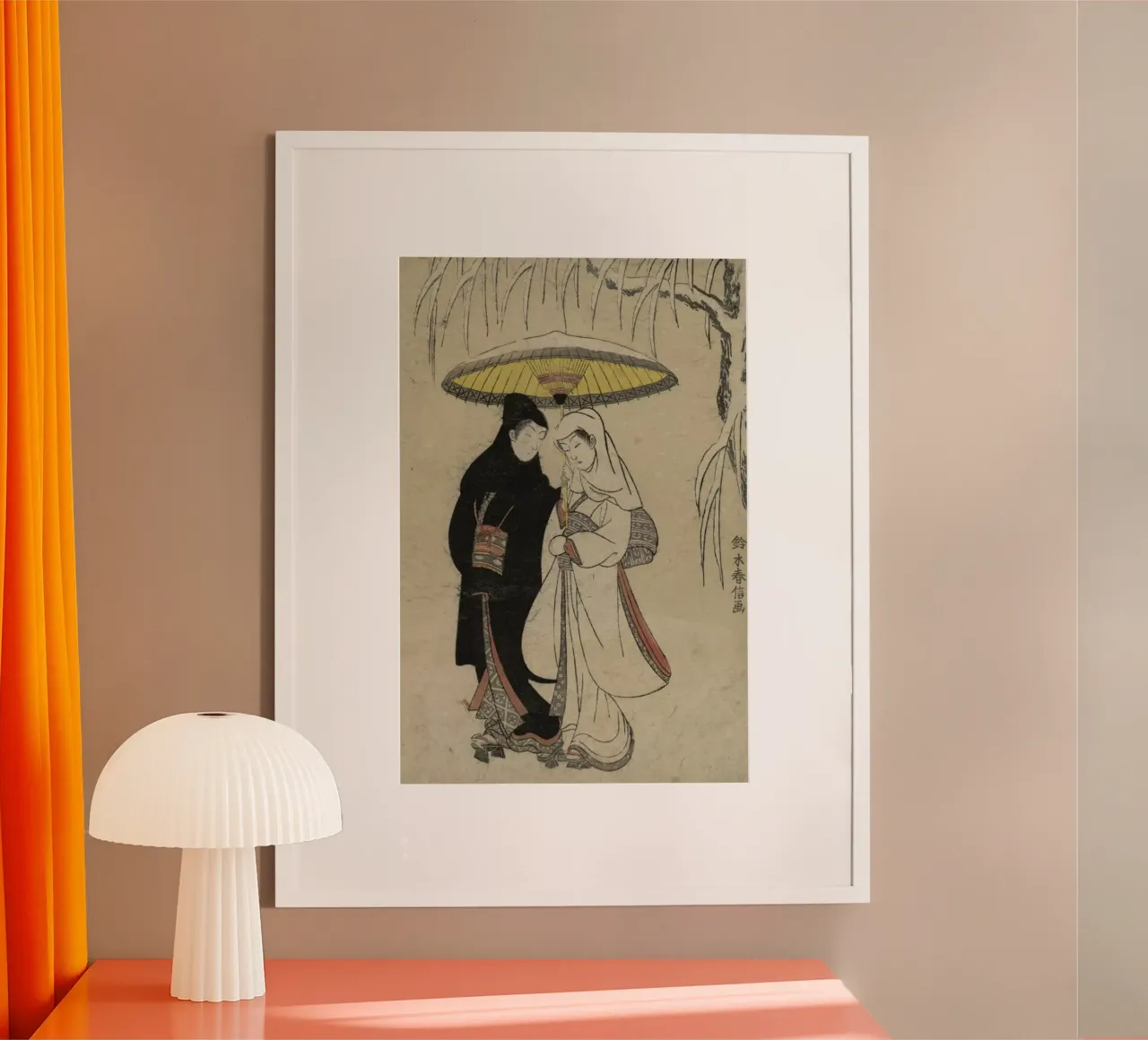 Harunobu - Lovers Under an Umbrella in the Snow poster da ARTOTHEK