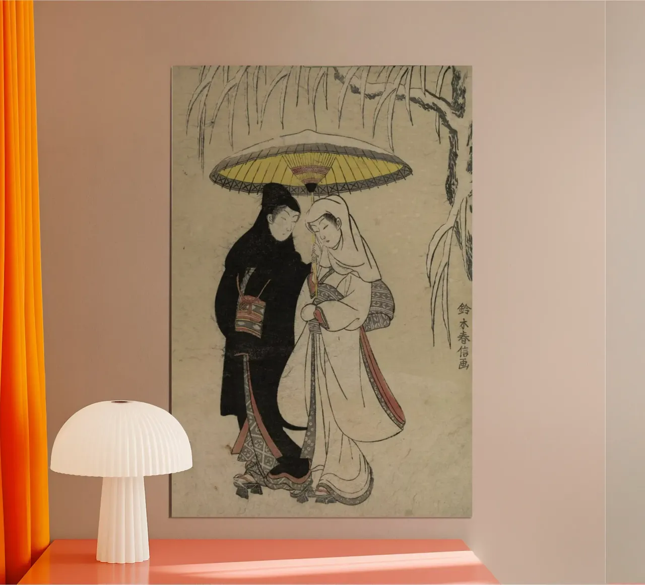 Harunobu - Lovers Under an Umbrella in the Snow poster da ARTOTHEK