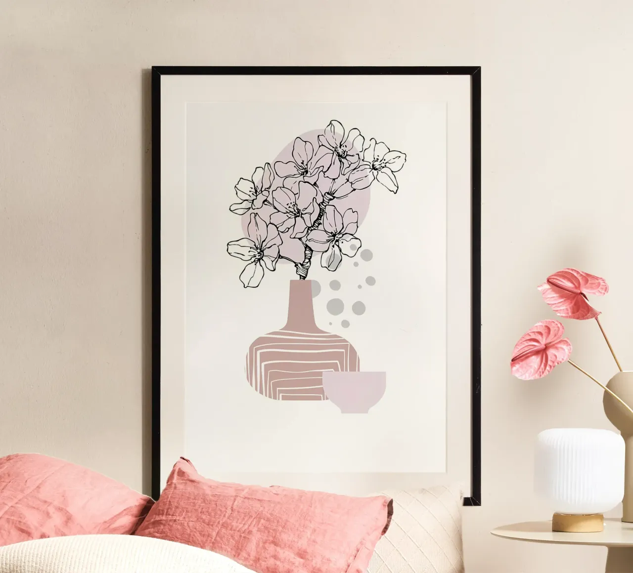 vaso di fiori petali fiore botanico casa-decoro poster con telaio in plastica da Ashish Kashyap