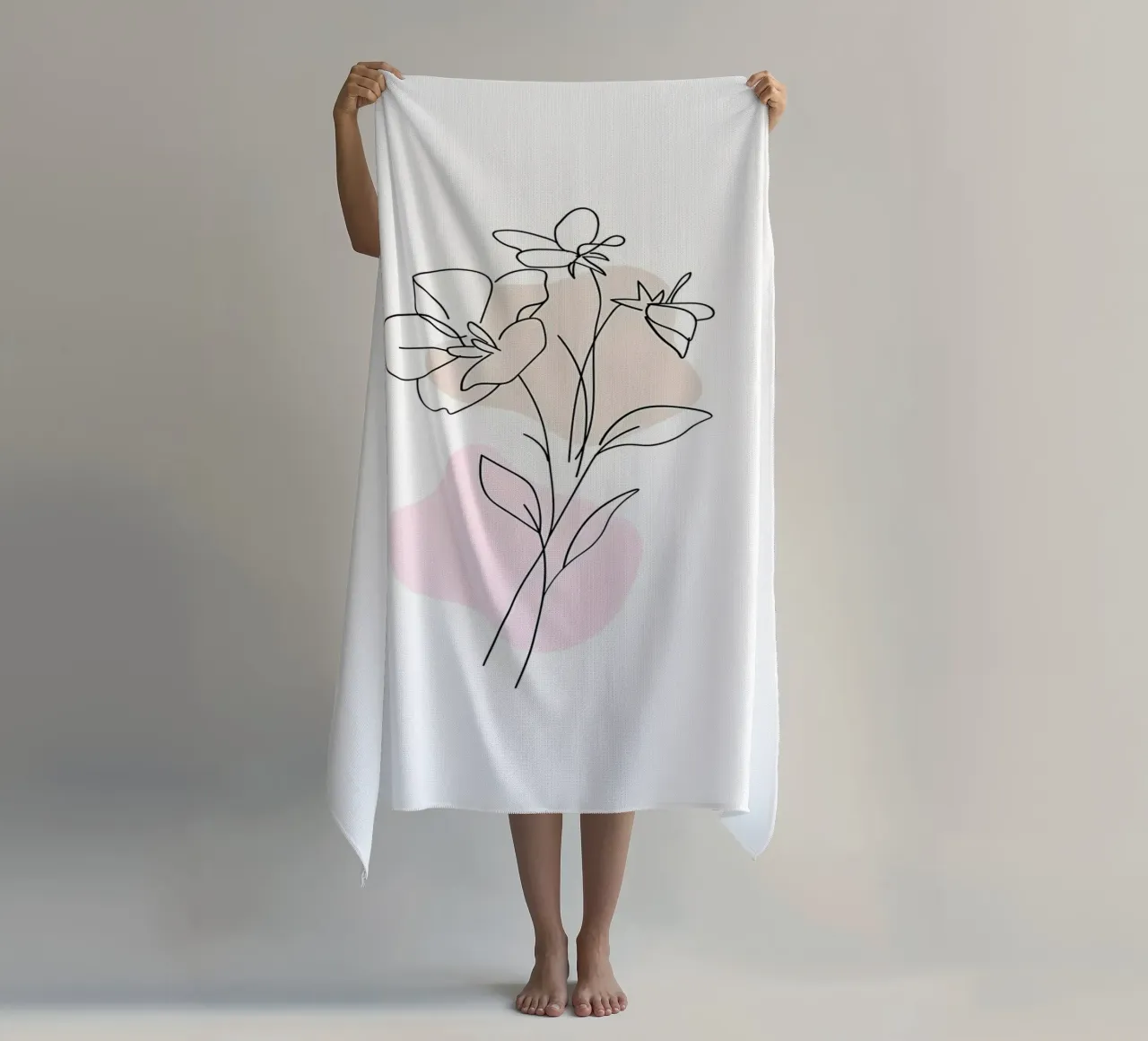 fiore linea disegno floreale illustrazione semplice linee botaniche telo mare da Ashish Kashyap