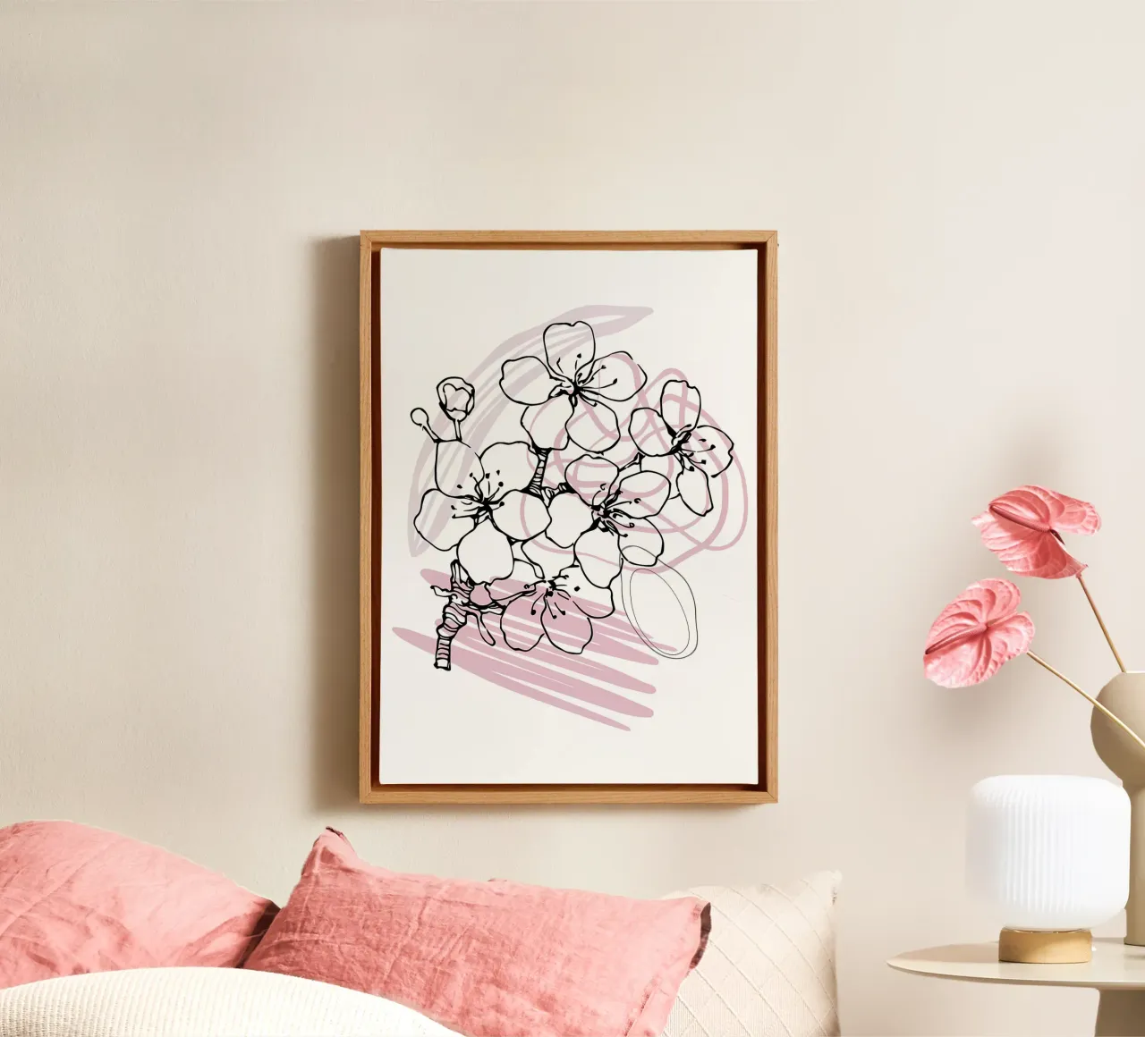 bloem bloesem tak bloemblaadjes stengel natuur botanisch bloem-ar canvas met Baklijst van Ashish Kashyap