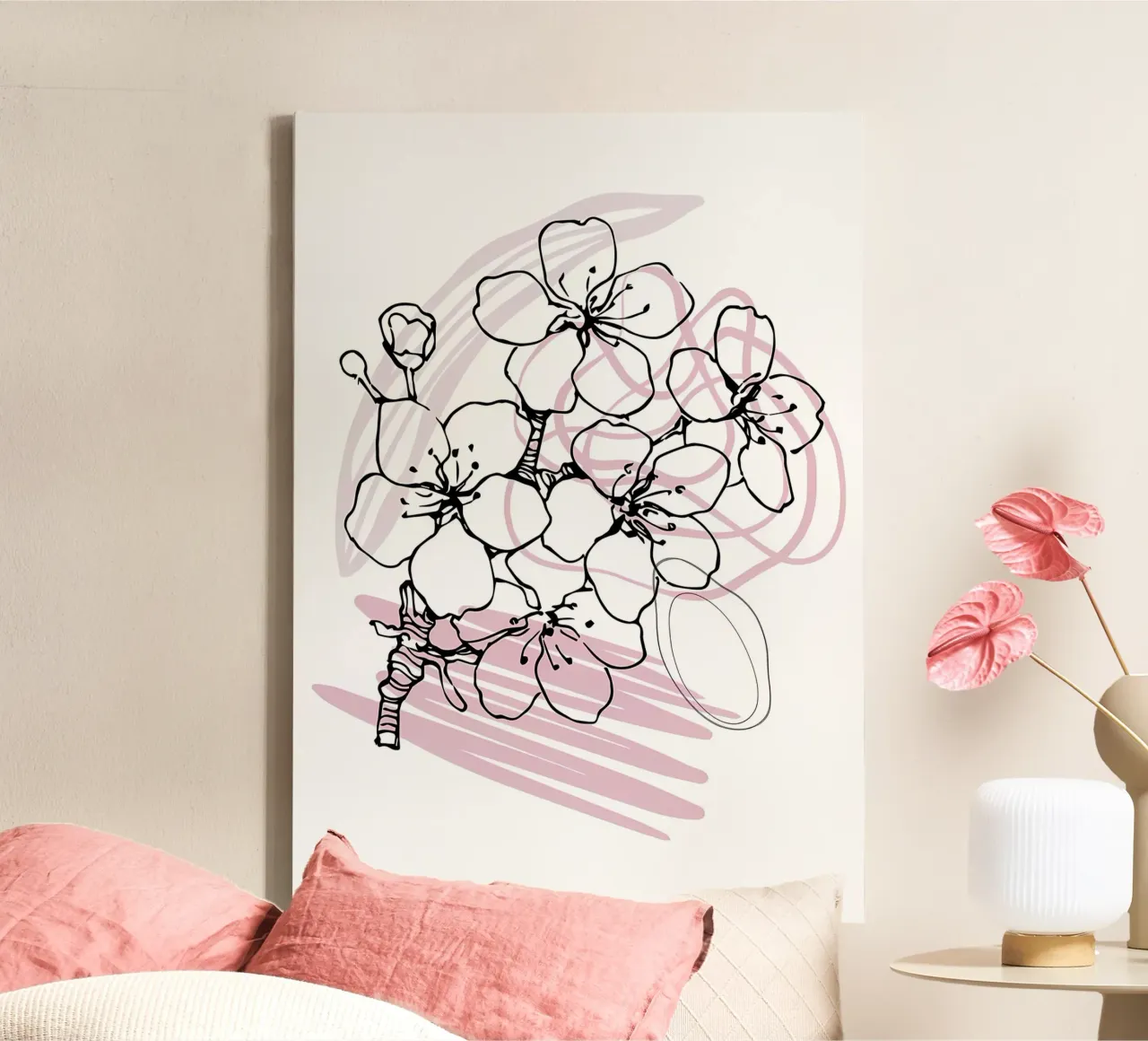 bloem bloesem tak bloemblaadjes stengel natuur botanisch bloem-ar canvas met Baklijst van Ashish Kashyap