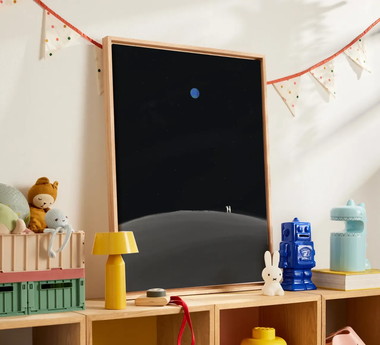 Je t'aime jusqu'à la lune toile avec Caisse américaine de Little Dean