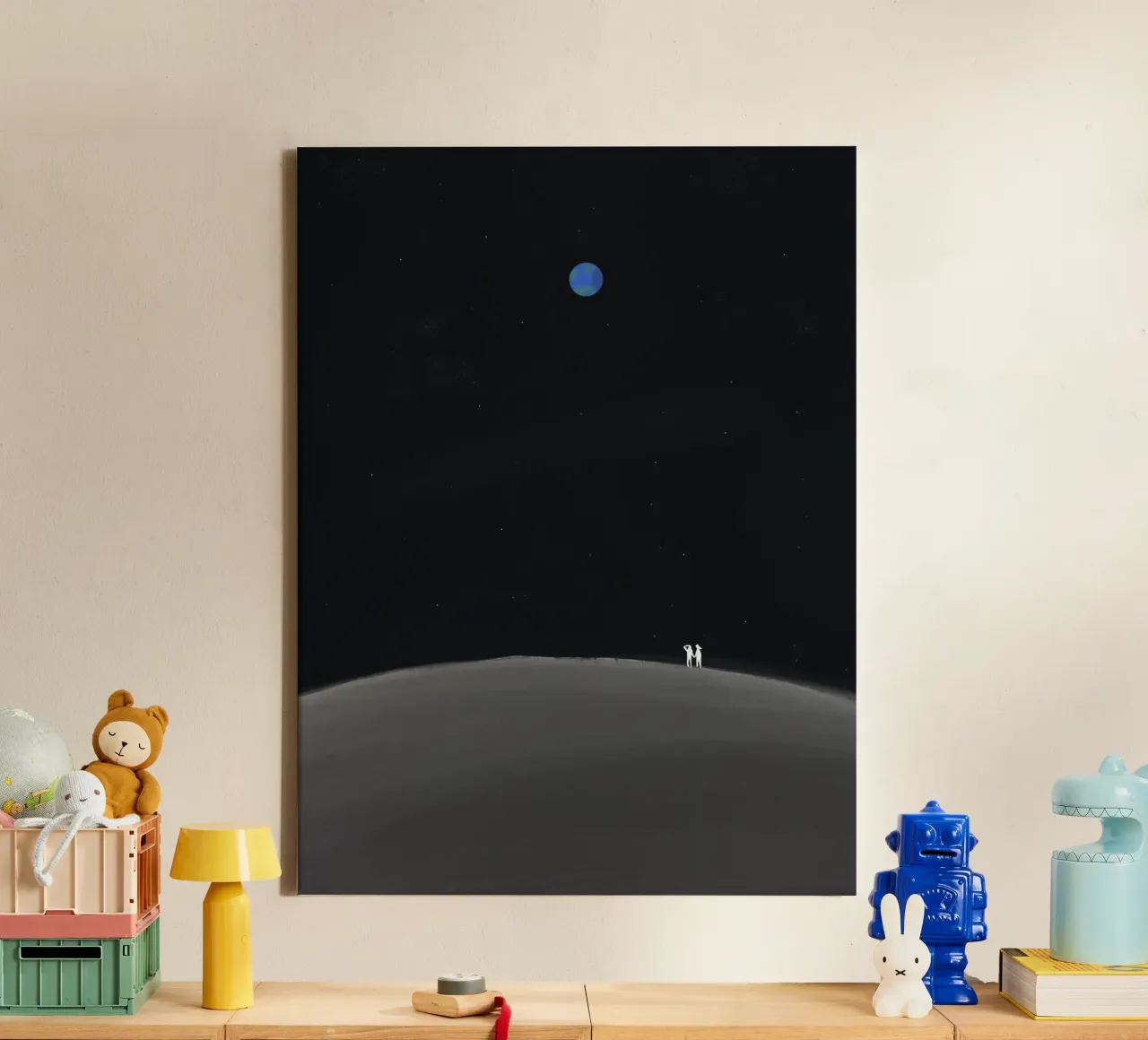 Je t'aime jusqu'à la lune toile avec Caisse américaine de Little Dean