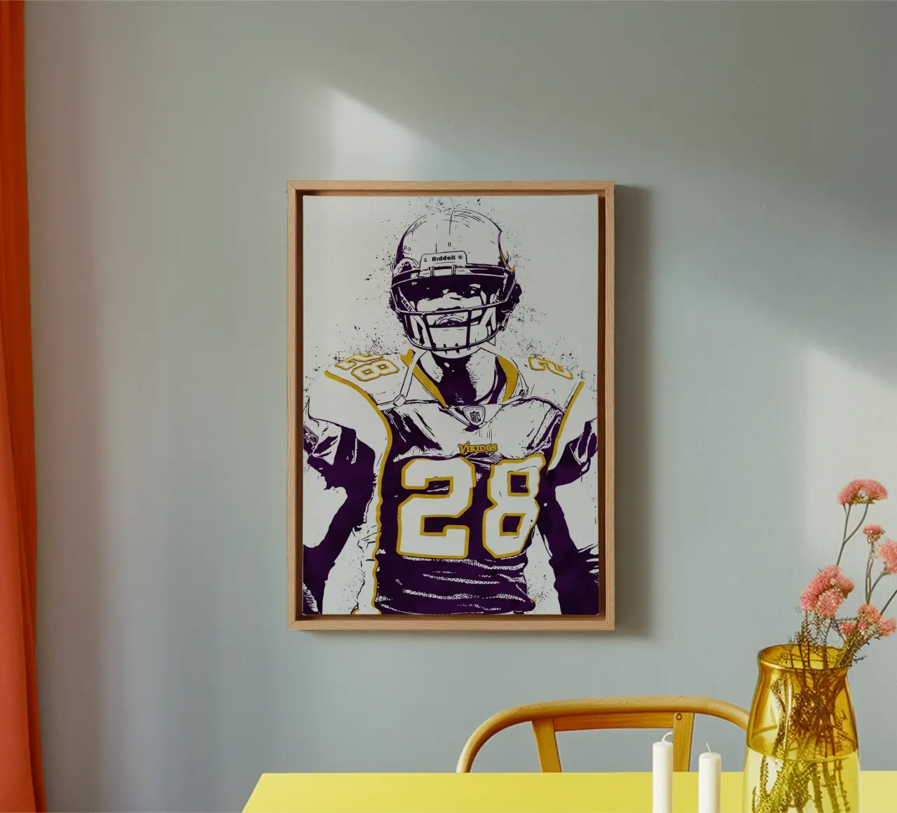 Adrian Peterson Minnesota Vikings tela con Cornice a cassetta da tenten