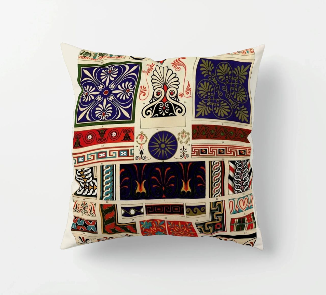 Racinet -  Greek Ornamental Pattern II coussin de Vintage by JUNIQE