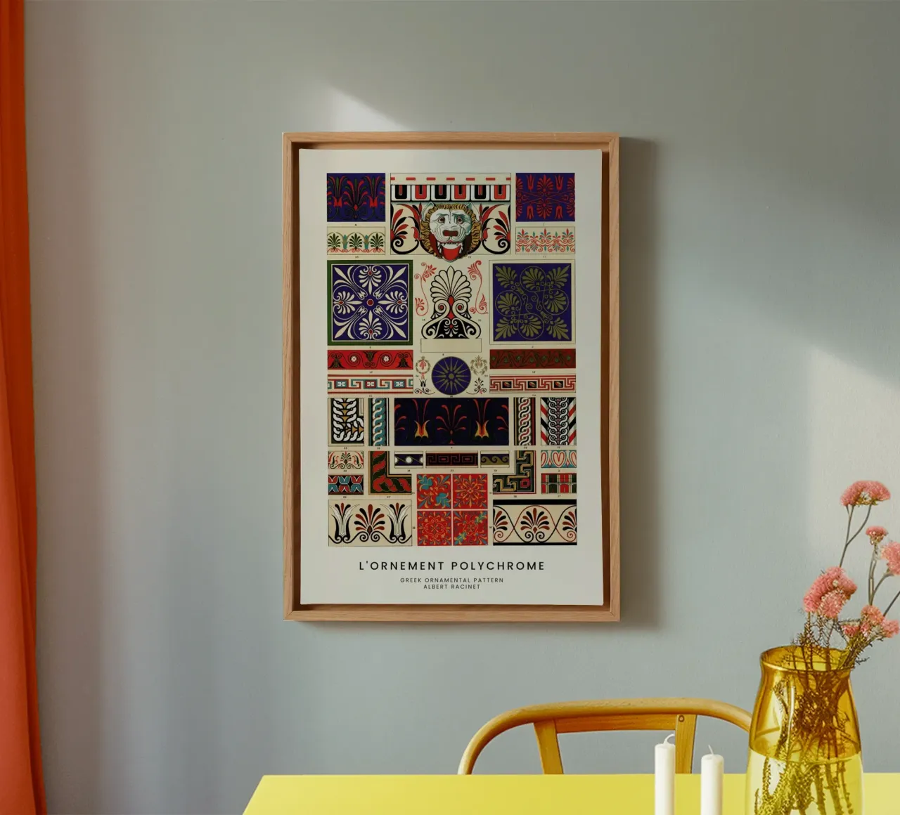 Racinet -  Greek Ornamental Pattern II tela con Cornice a cassetta da Vintage by JUNIQE