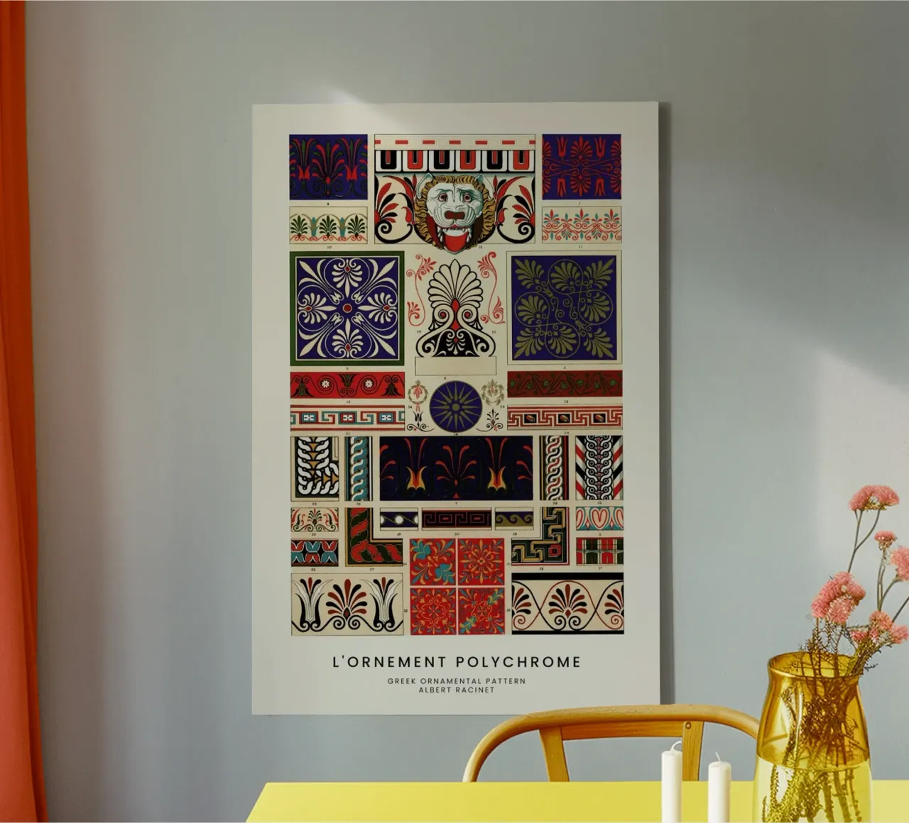 Racinet -  Greek Ornamental Pattern II tela con Cornice a cassetta da Vintage by JUNIQE