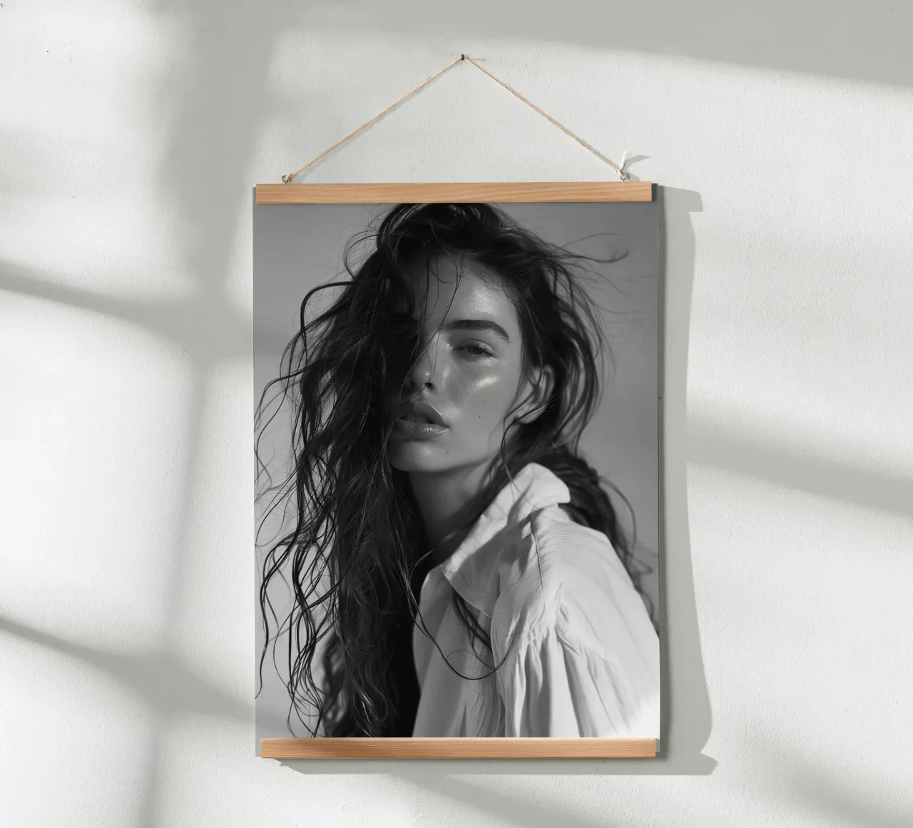 Ritratto di Emily poster con telaio in legno da Lorraine Mooore