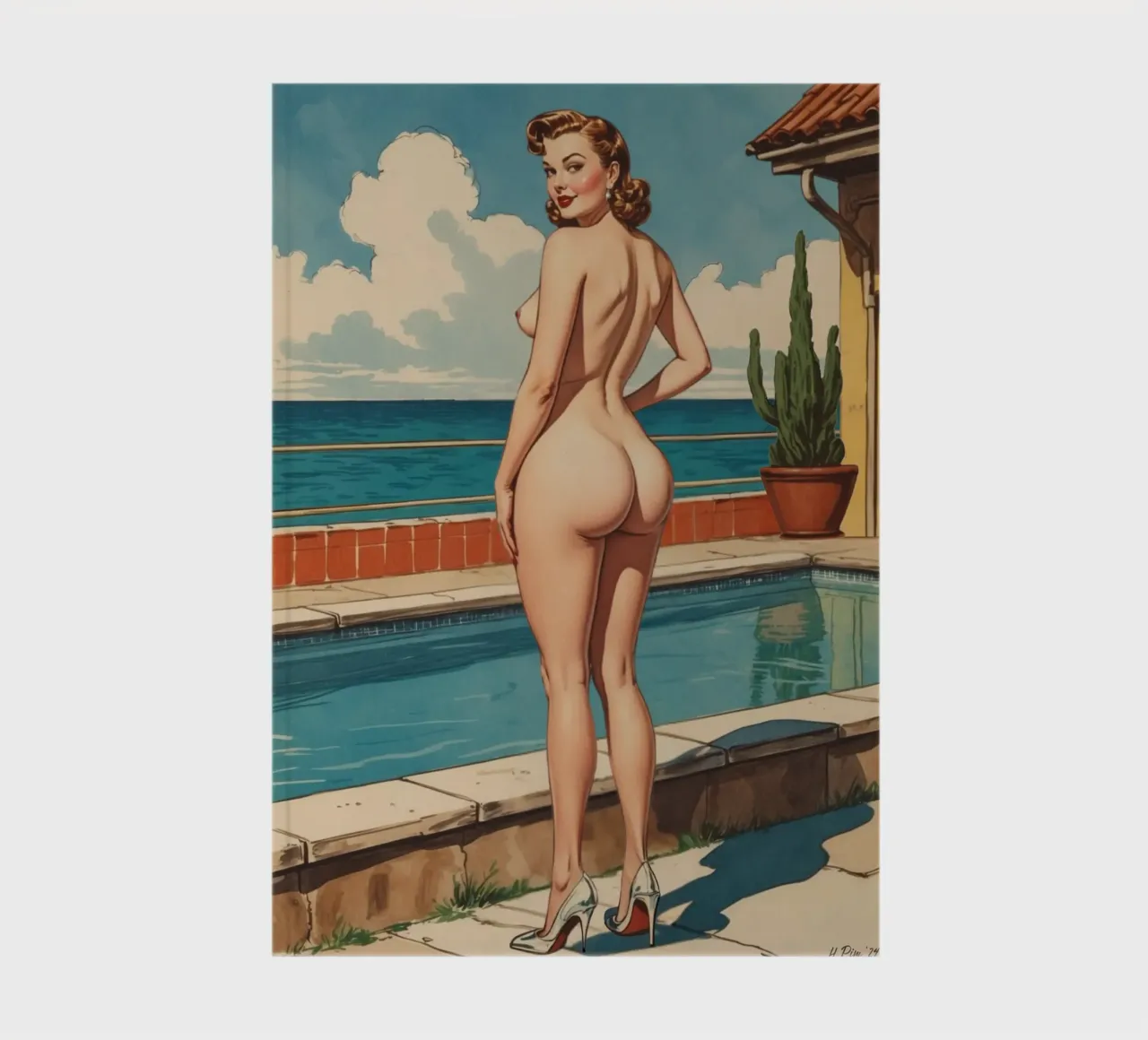 Ora d'oro in Portogallo, illustrazione pin-up d'epoca diario da Hecate Pim Designs