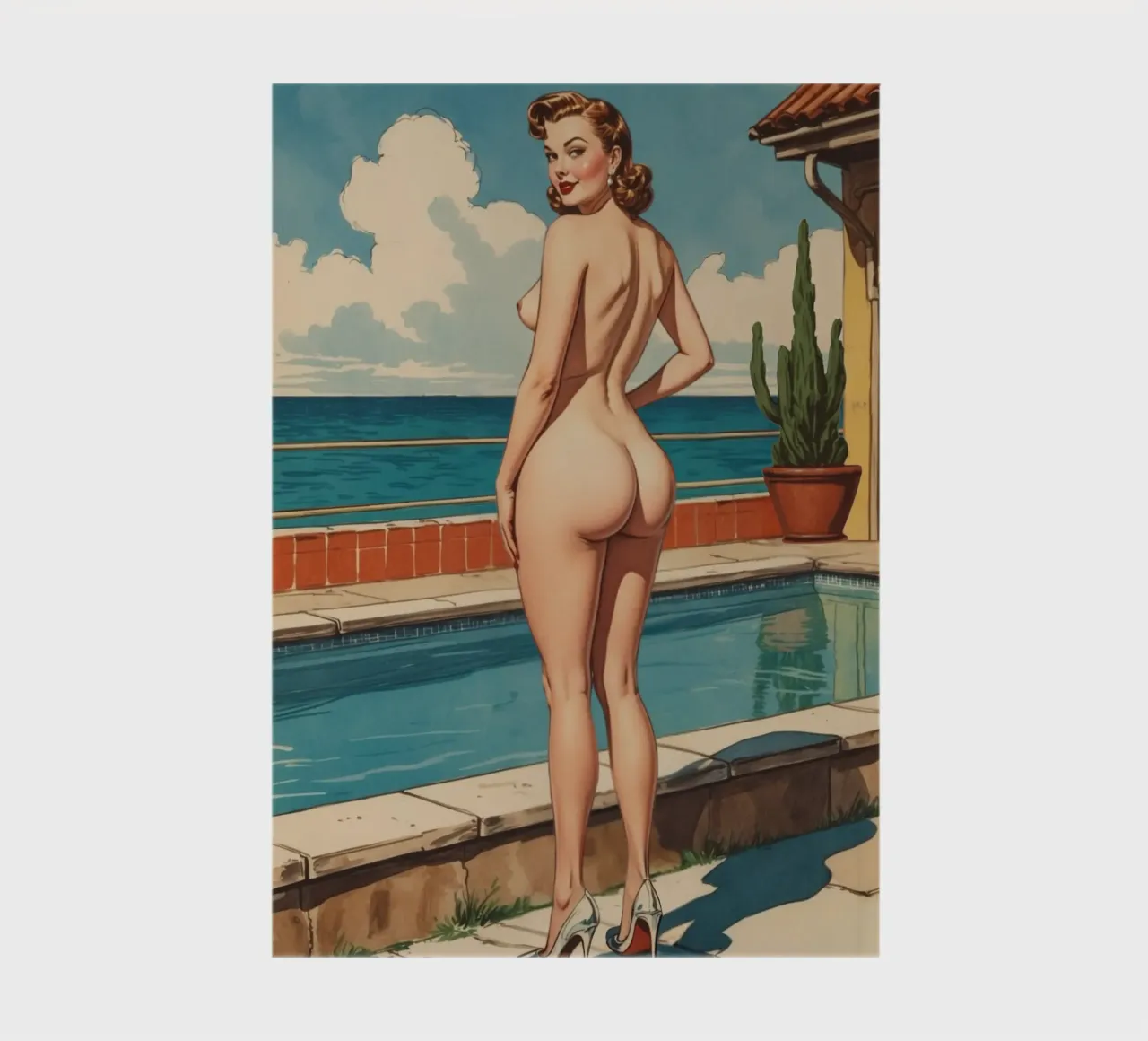 Ora d'oro in Portogallo, illustrazione pin-up d'epoca diario da Hecate Pim Designs