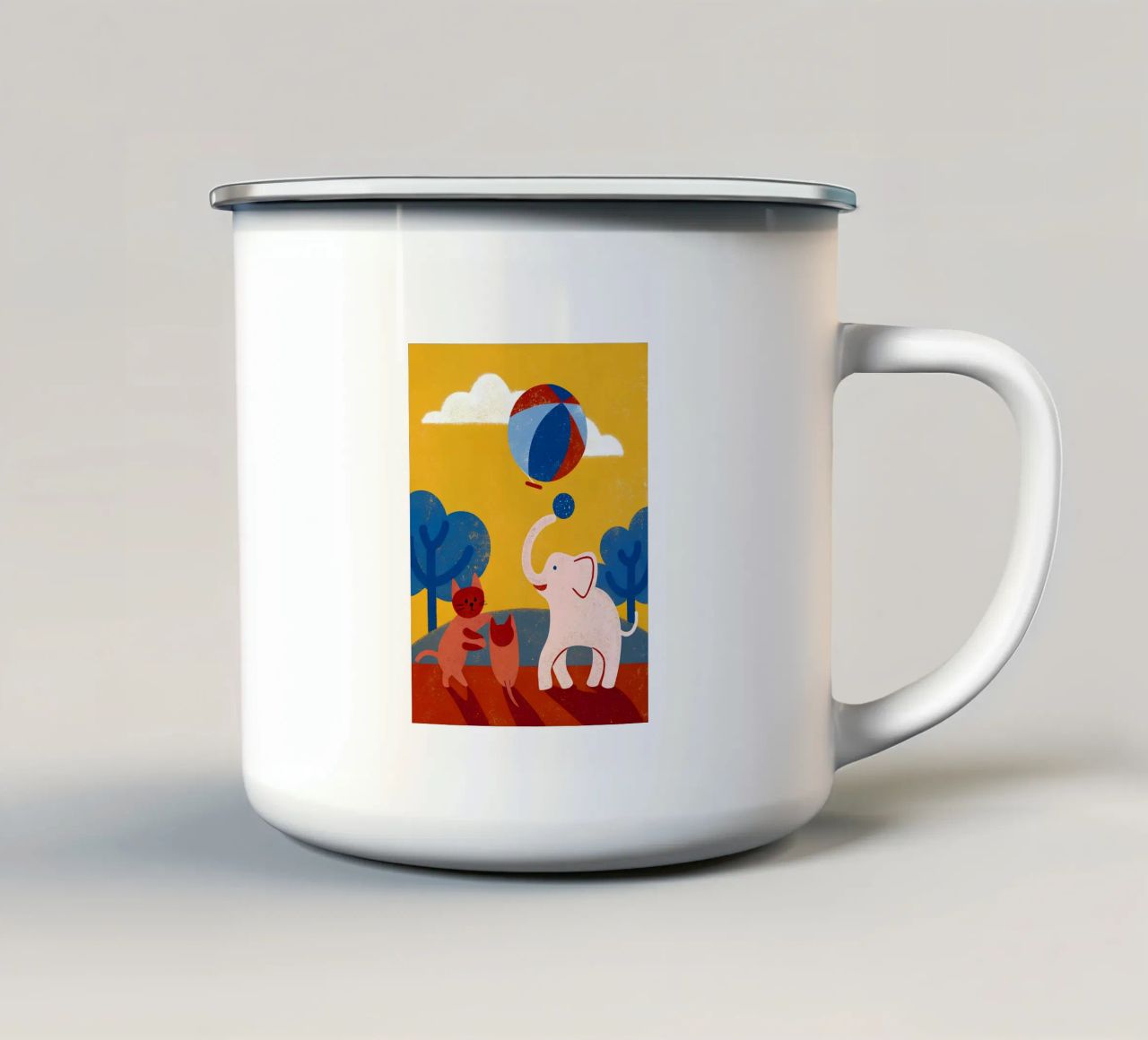 Elefante e gatto tazza in smalto da THE LATEST SHOP