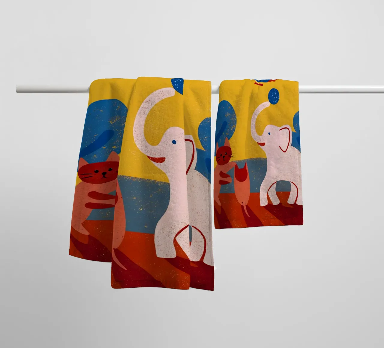 Elephant and Cat towel by THE LATEST SHOP