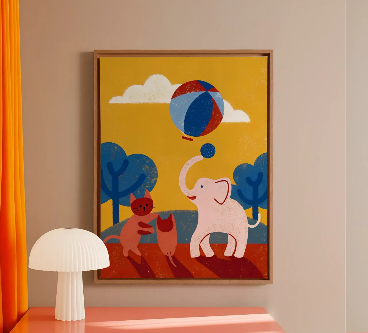 Olifant en kat canvas met Baklijst van THE LATEST SHOP