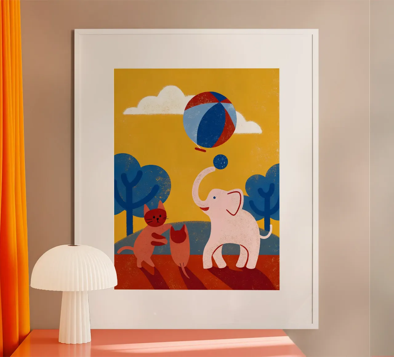 Elefante e gatto poster con telaio in plastica da THE LATEST SHOP
