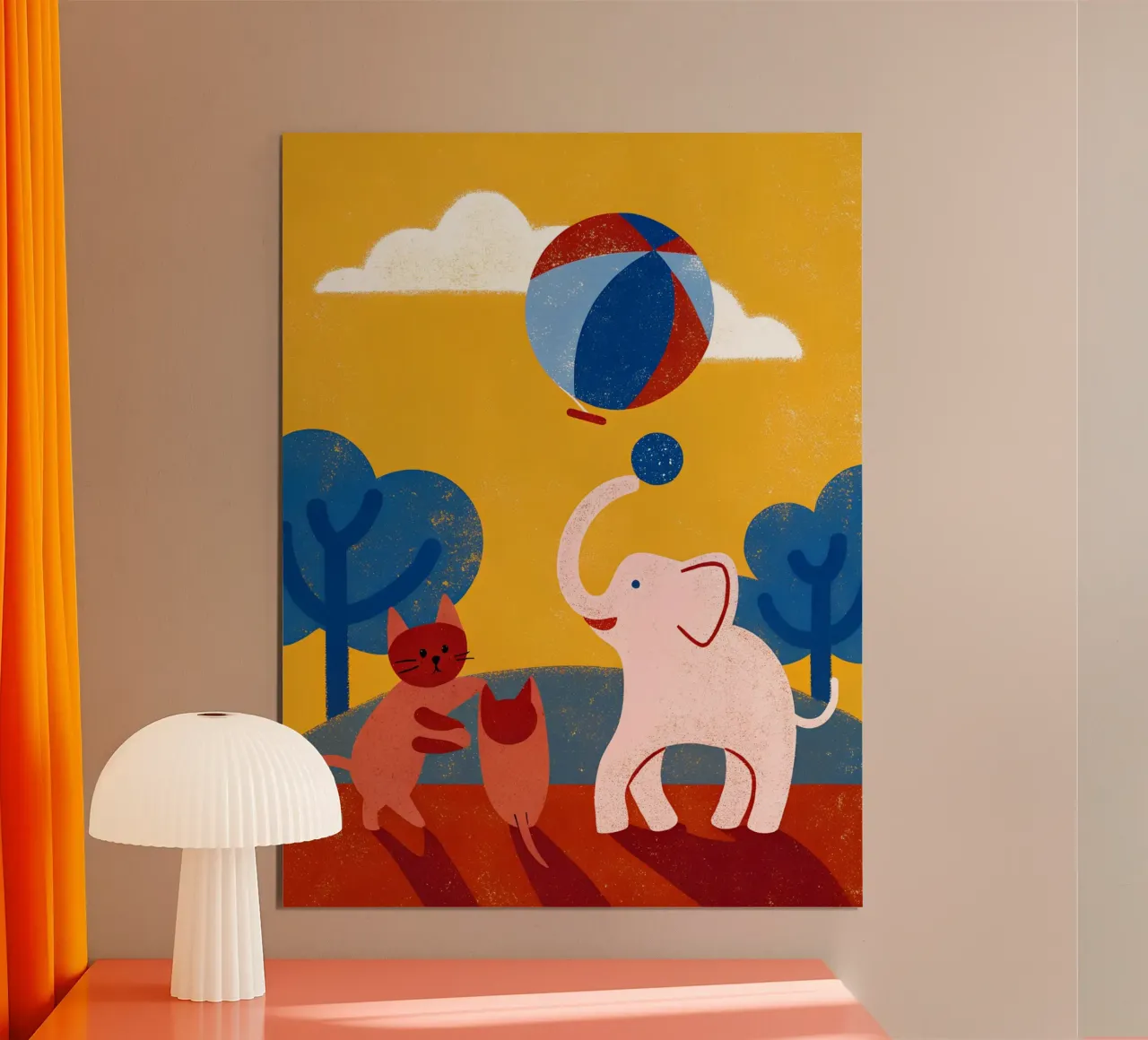 Elefante e gatto poster con telaio in plastica da THE LATEST SHOP