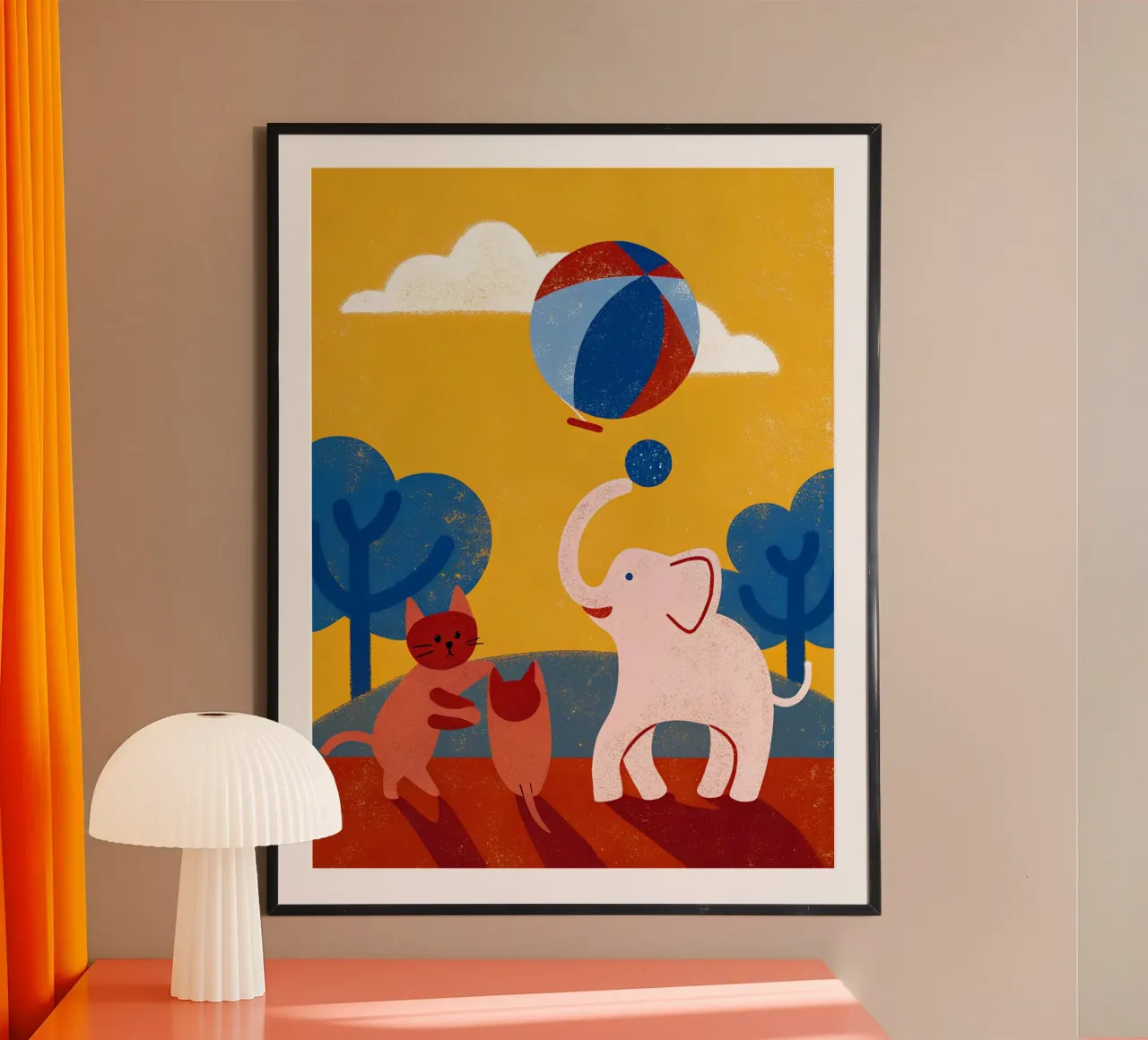 Elefante e gatto poster con telaio in plastica da THE LATEST SHOP