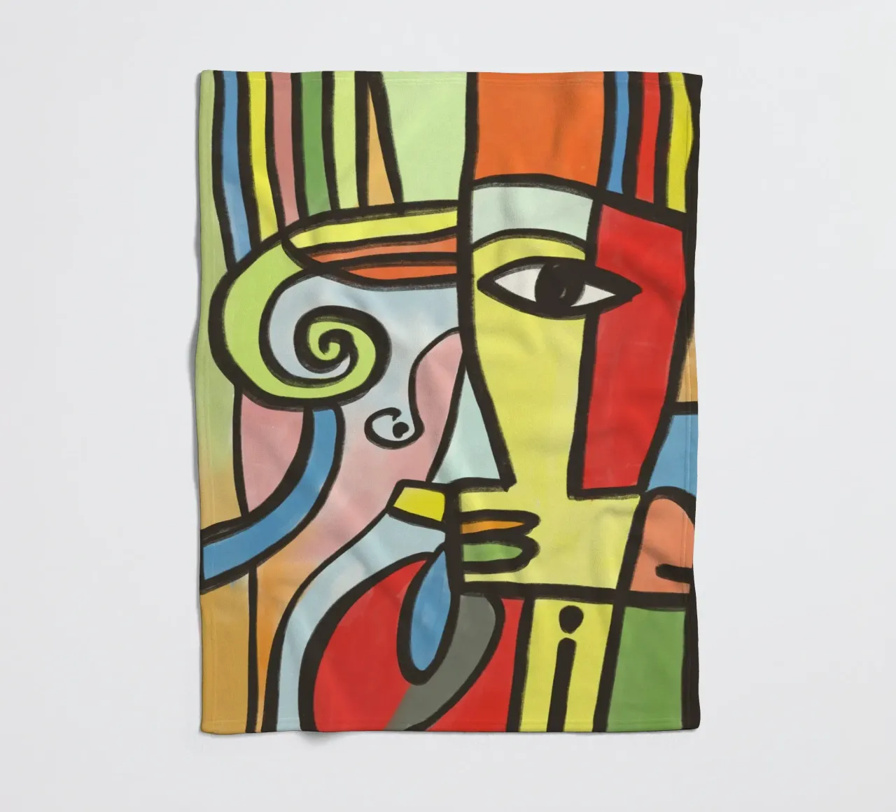 Egyptian portrait fleece blanket by Little Dean