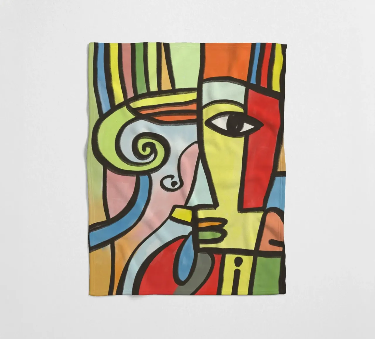 Egyptian portrait fleece blanket by Little Dean