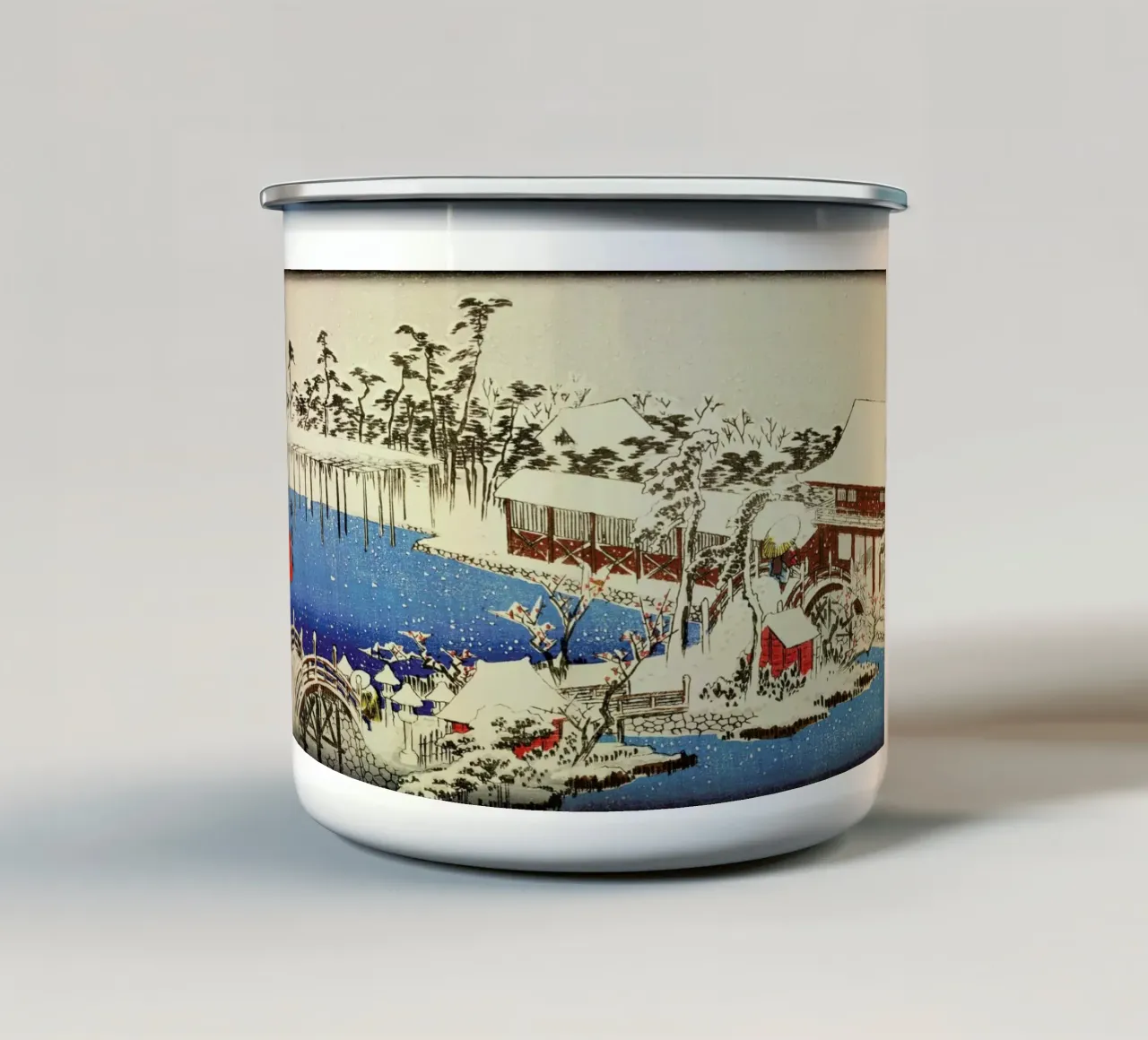 Hiroshige - Snow at the Field of the Kameido Tenman Shrine tazza in smalto da ARTOTHEK