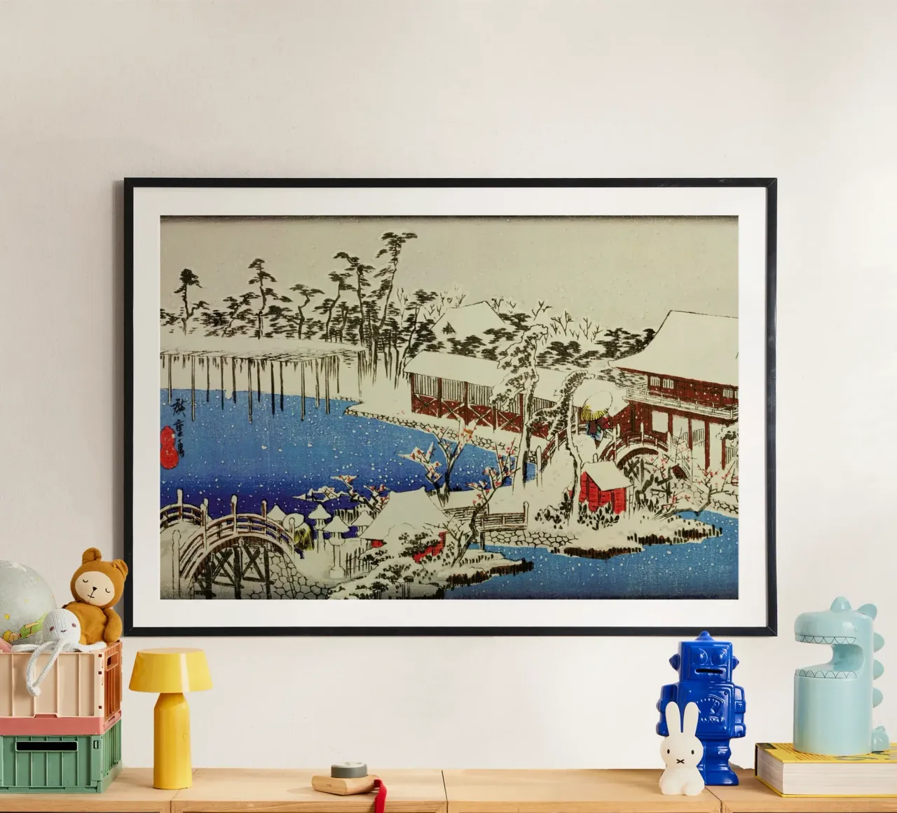 Hiroshige - Snow at the Field of the Kameido Tenman Shrine carta hahnemühle da ARTOTHEK