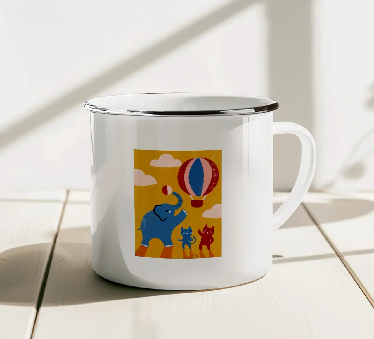 Elefante y gato taza de esmalte de THE LATEST SHOP