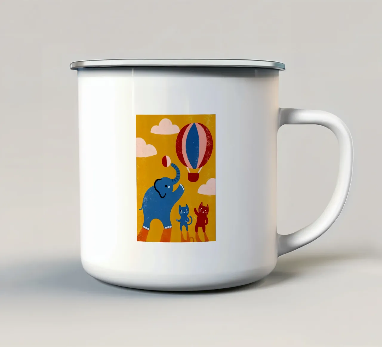 Elefante y gato taza de esmalte de THE LATEST SHOP