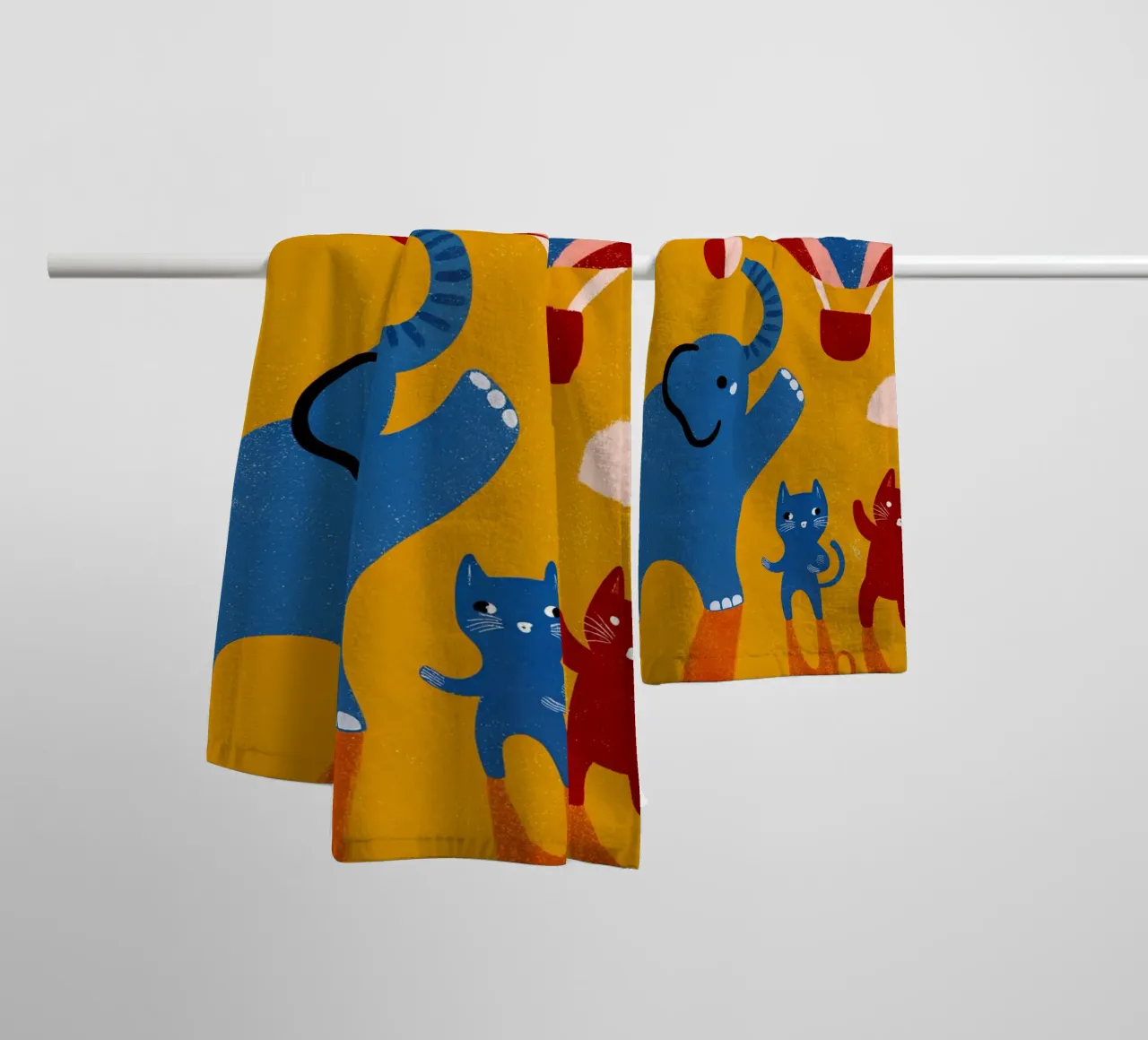 Elephant and Cat towel by THE LATEST SHOP