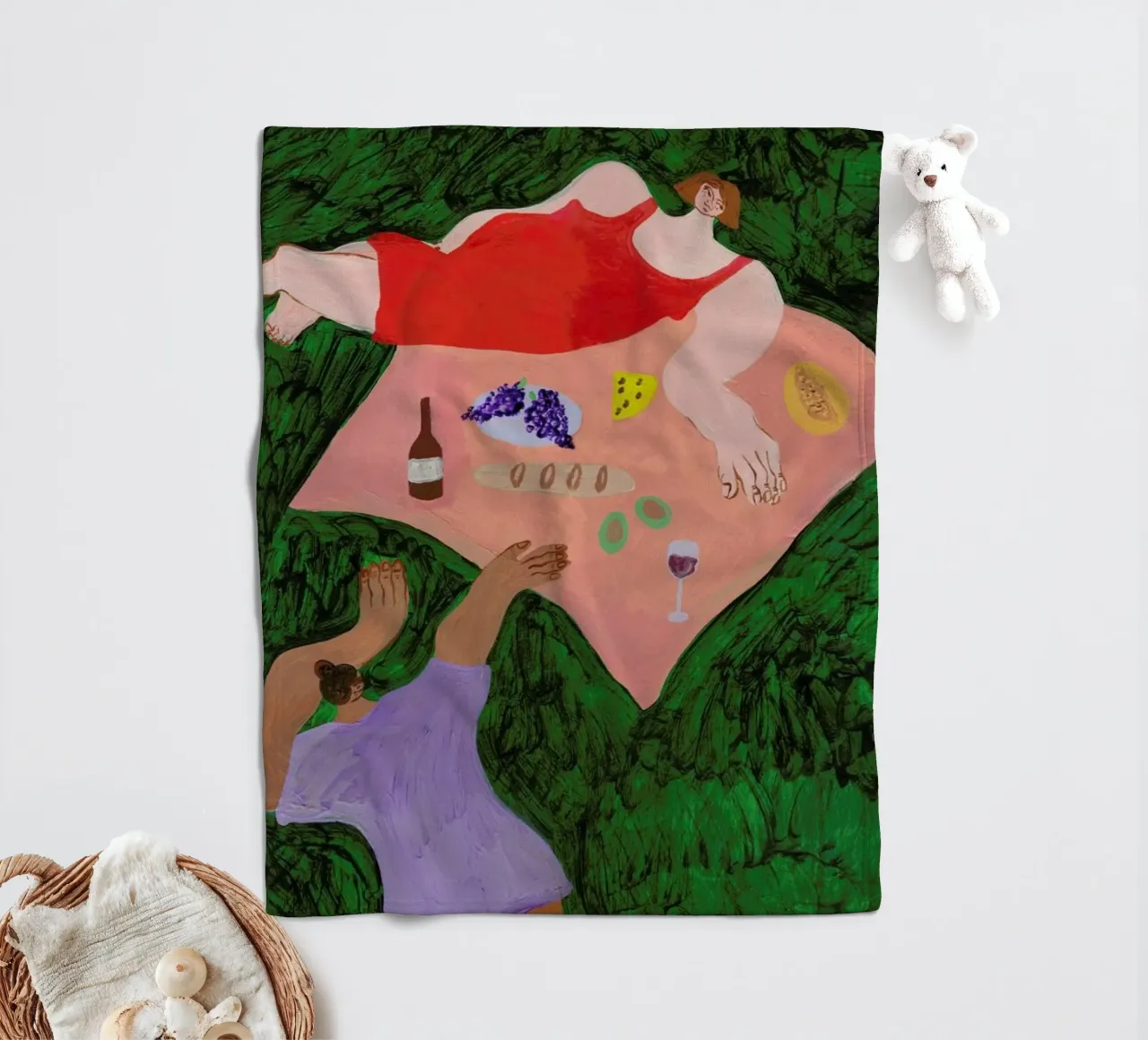 One More Picnic coperta in pile da Nudes and Croissants