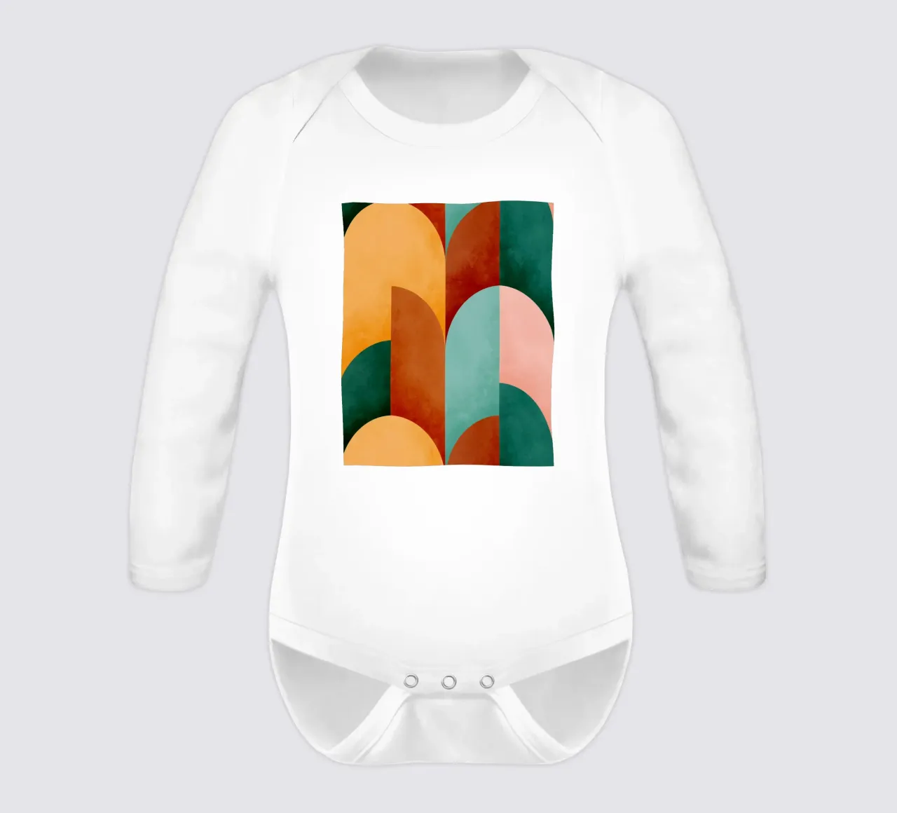 Mid Mod Geometry Sunburn Langarm Babybody von designdn