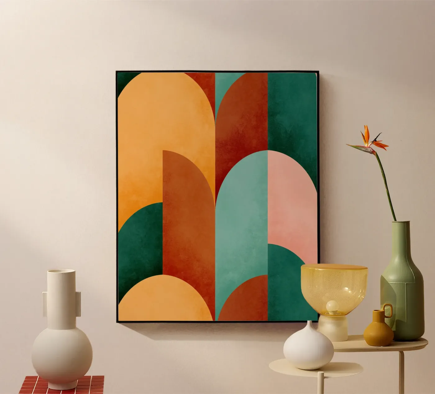 Mid Mod Geometry Sunburn Acryl-Glas von DesigndN