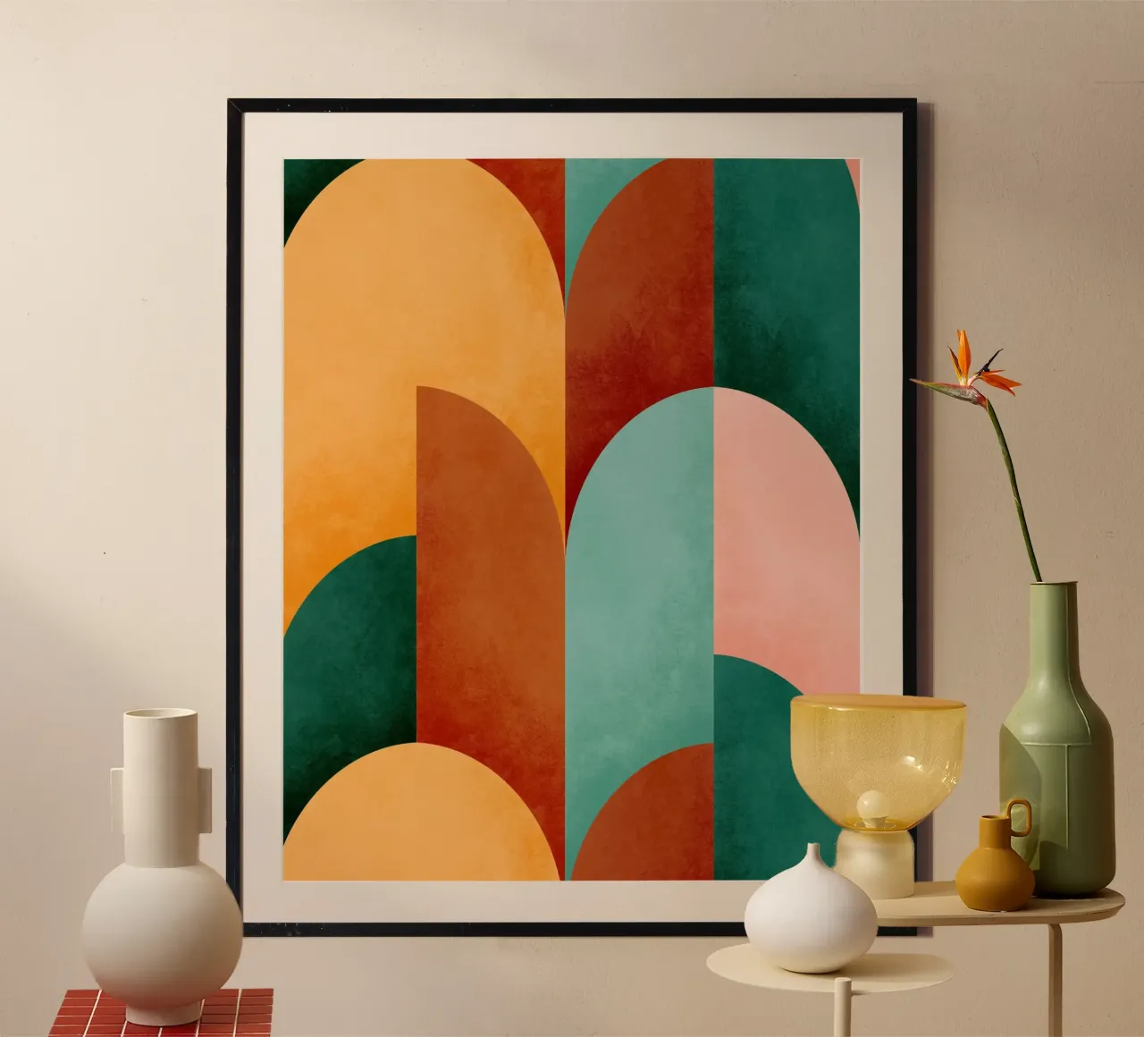 Mid Mod Geometry Sunburn poster da DesigndN