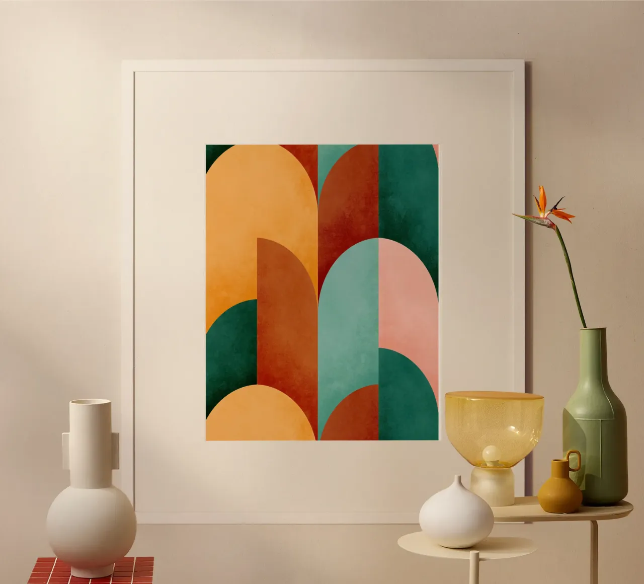 Mid Mod Geometry Sunburn poster da DesigndN