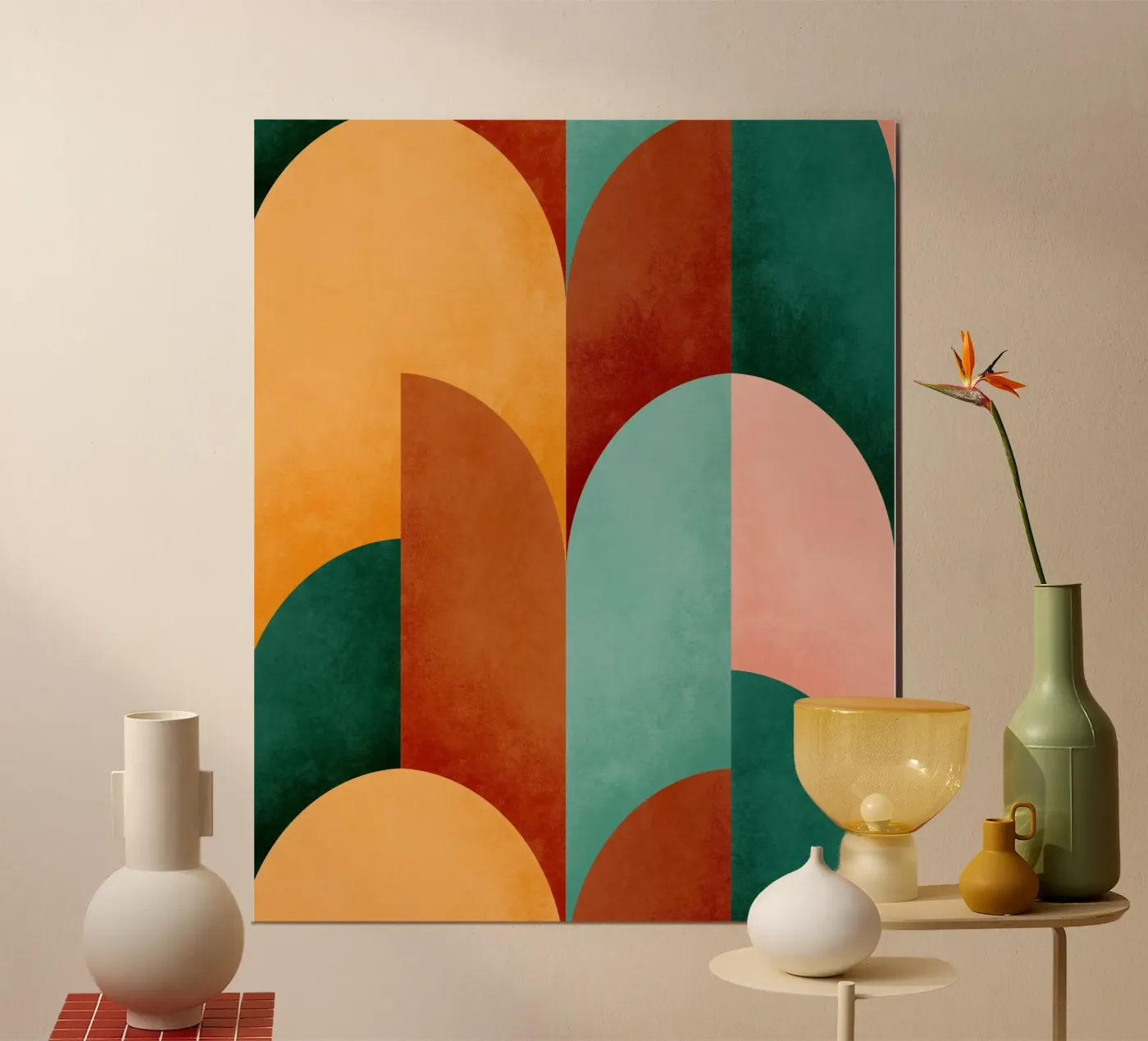 Mid Mod Geometry Sunburn poster da DesigndN