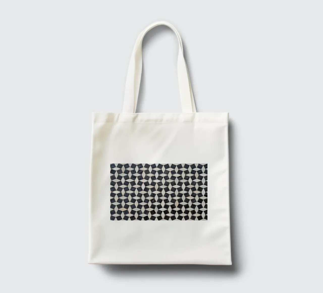 Moroccan tiles in black and white borsa in juta da photolovers
