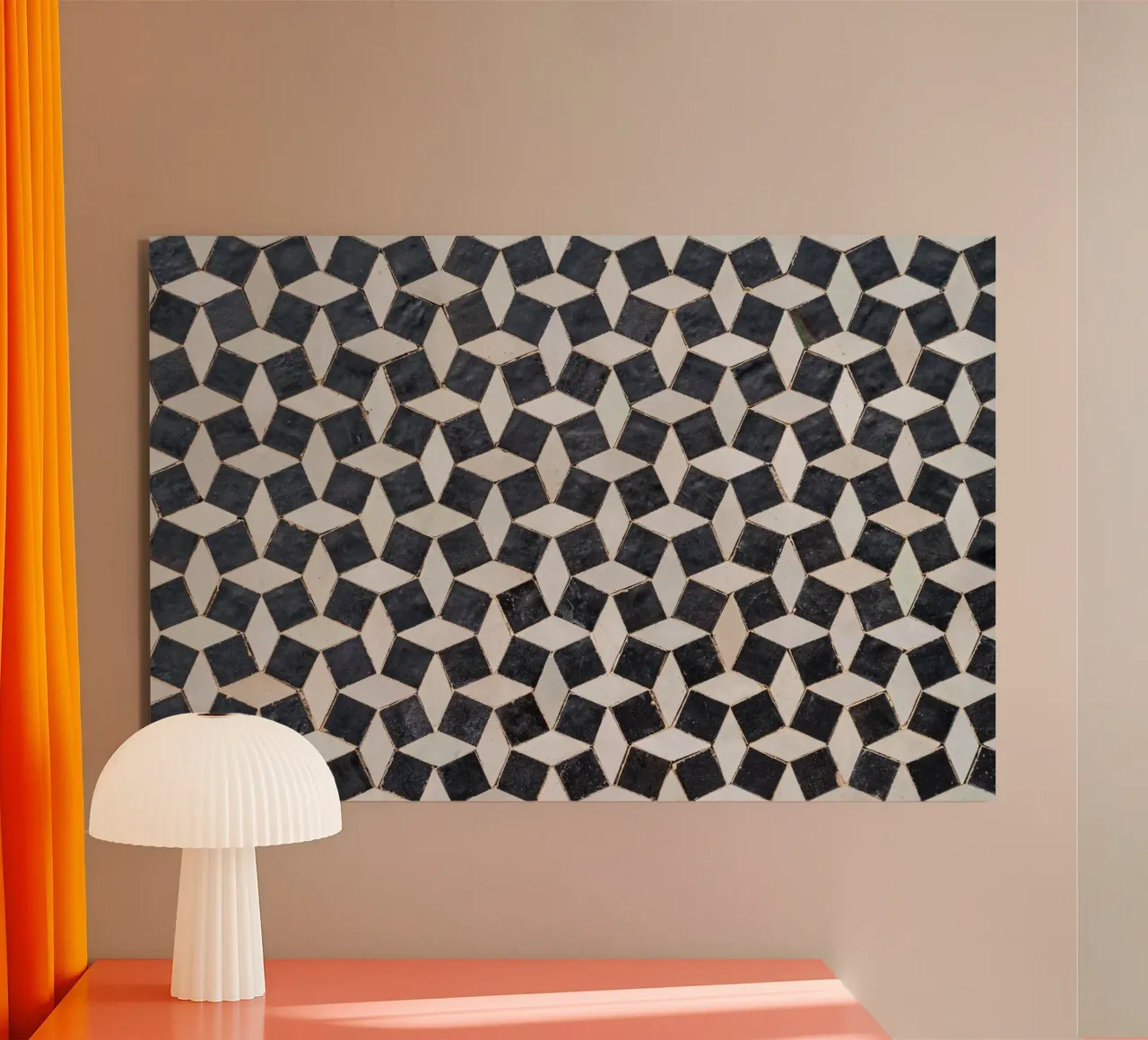 Moroccan tiles in black and white alluminio dibond da photolovers