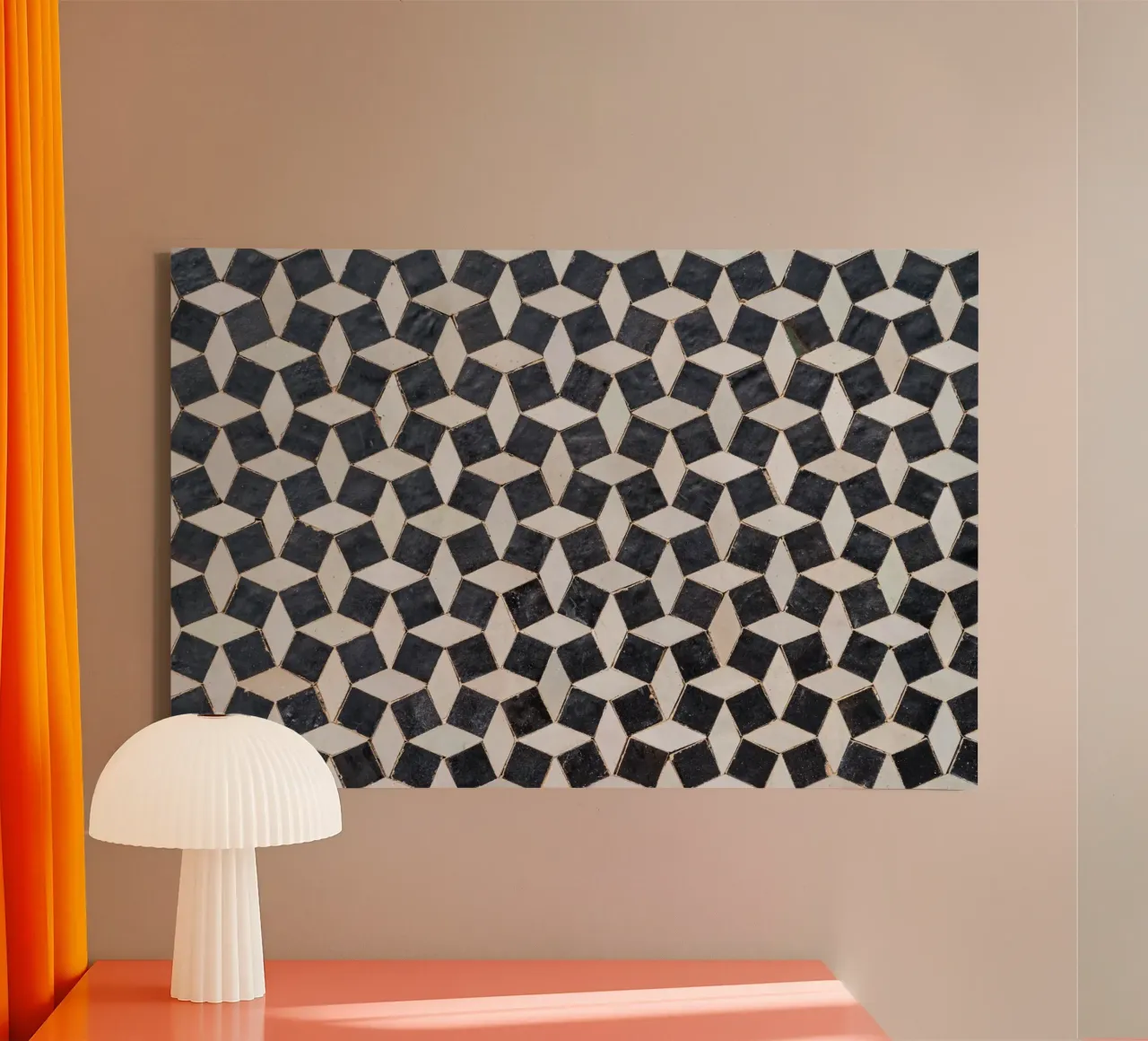 Moroccan tiles in black and white tela con Cornice a cassetta da photolovers