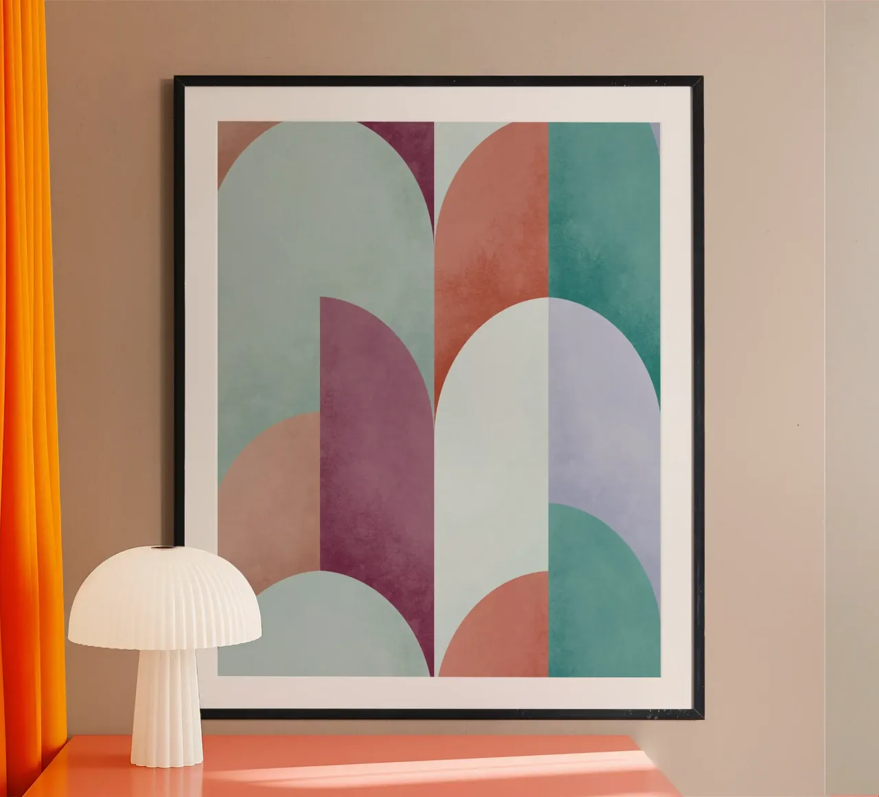 Mid Mod Geometry Sundown poster by DesigndN