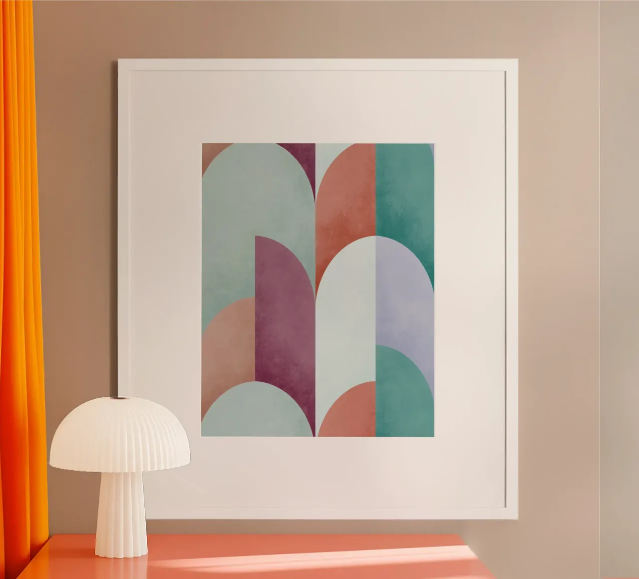 Mid Mod Geometry Sundown poster by DesigndN