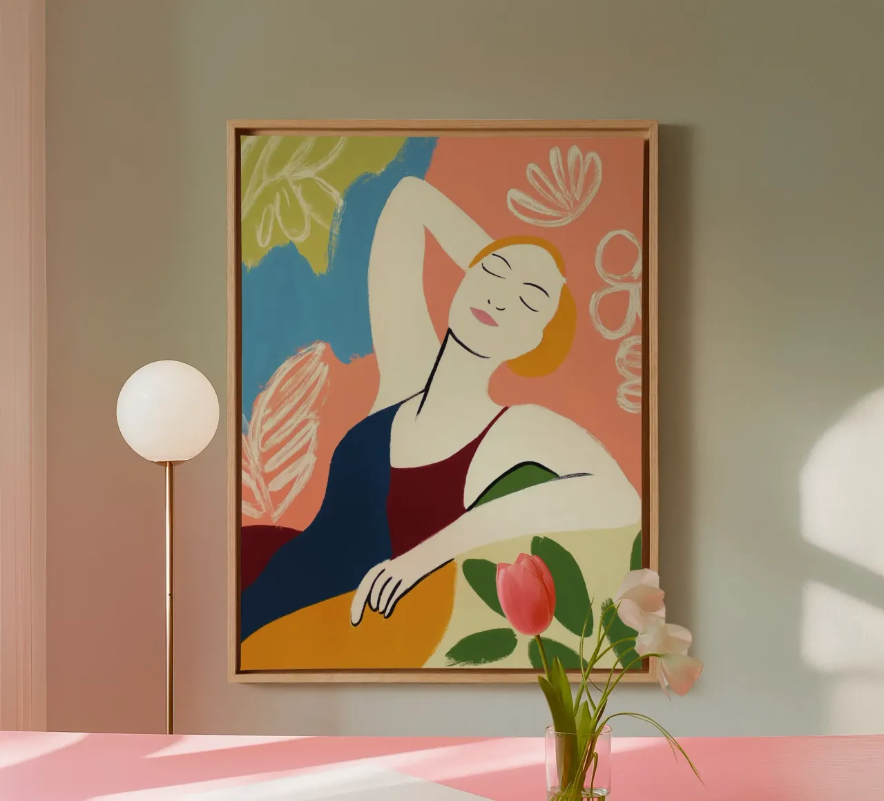 Lazy Saturday | Ode to female self-care canvas with Floater frame by Autofocus