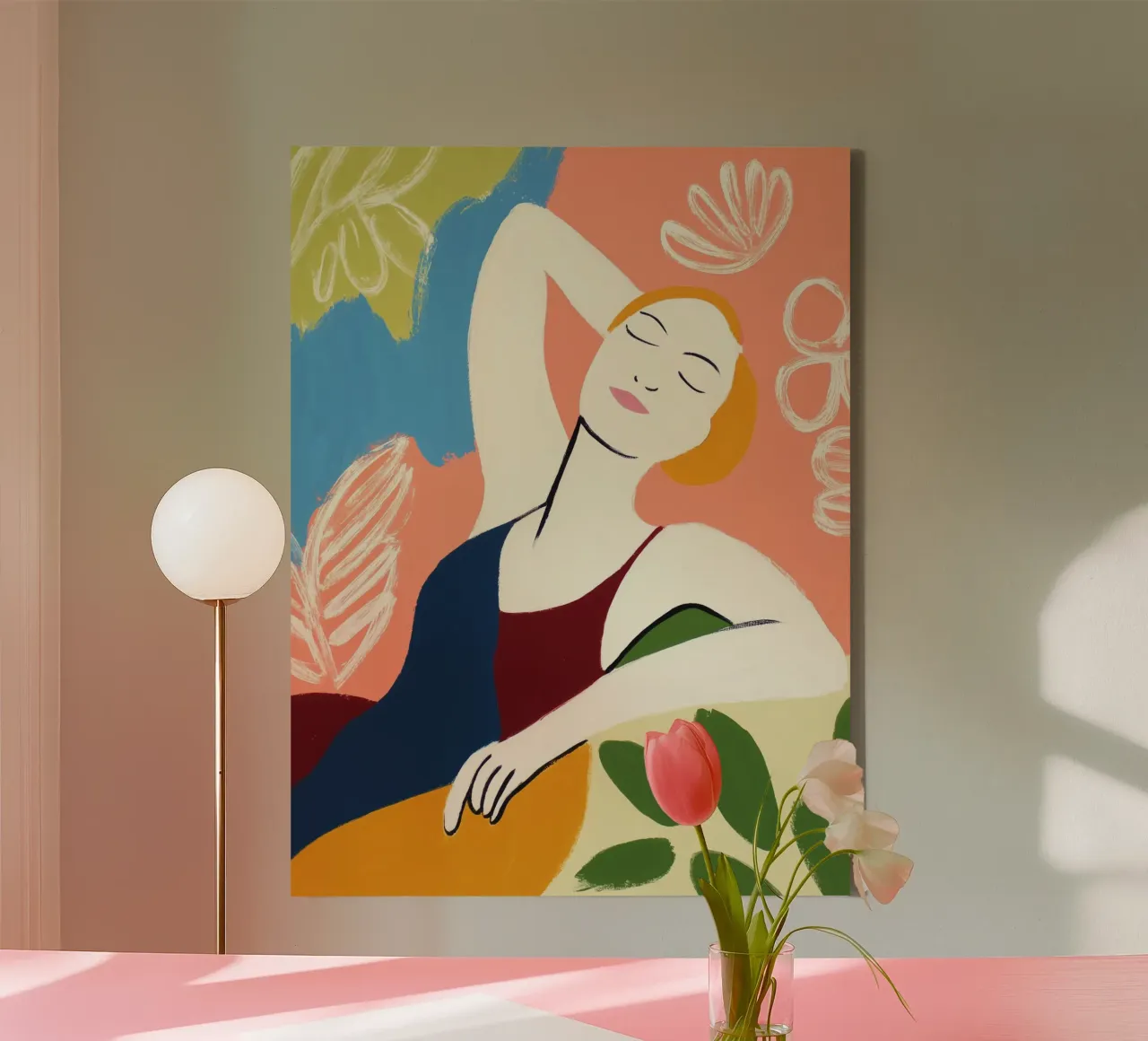 Lazy Saturday | Ode to female self-care canvas with Floater frame by Autofocus