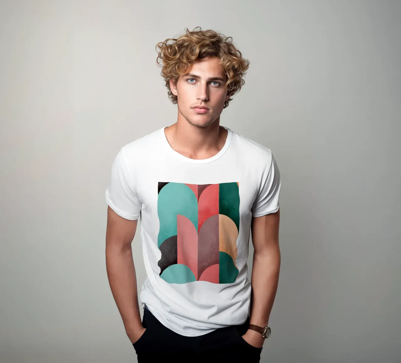 Mid Mod Geometry Sunrise t-shirt da designdn