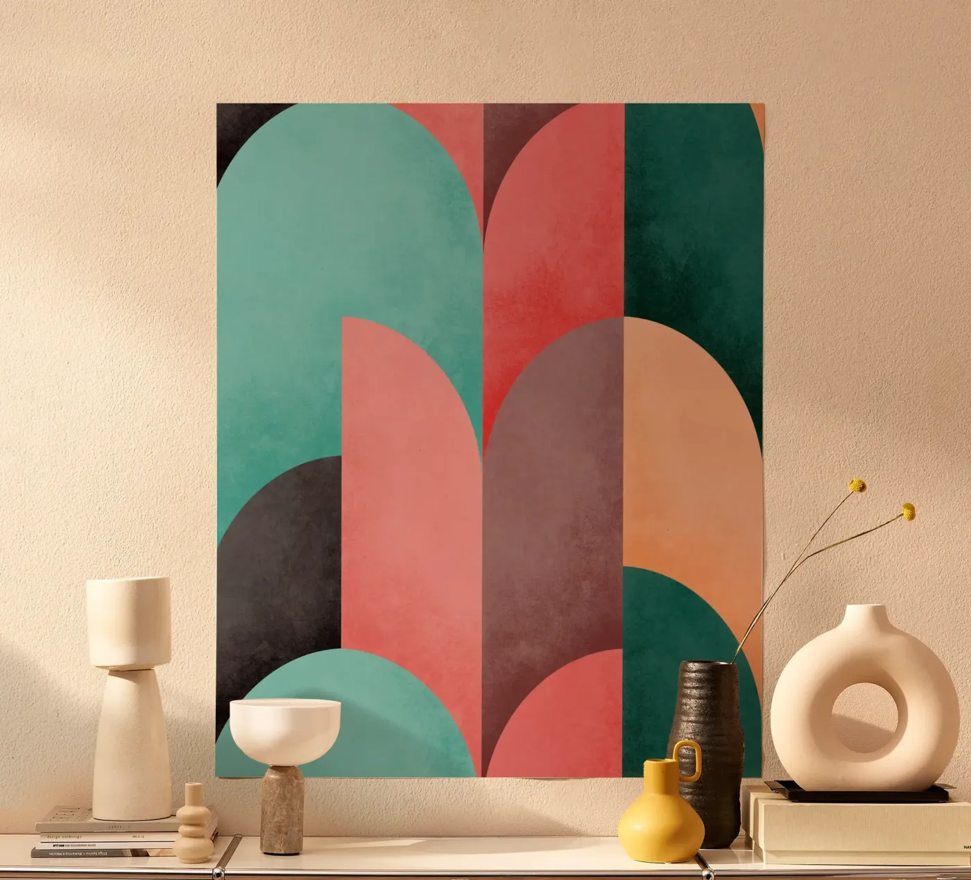 Mid Mod Geometry Sunrise poster da DesigndN